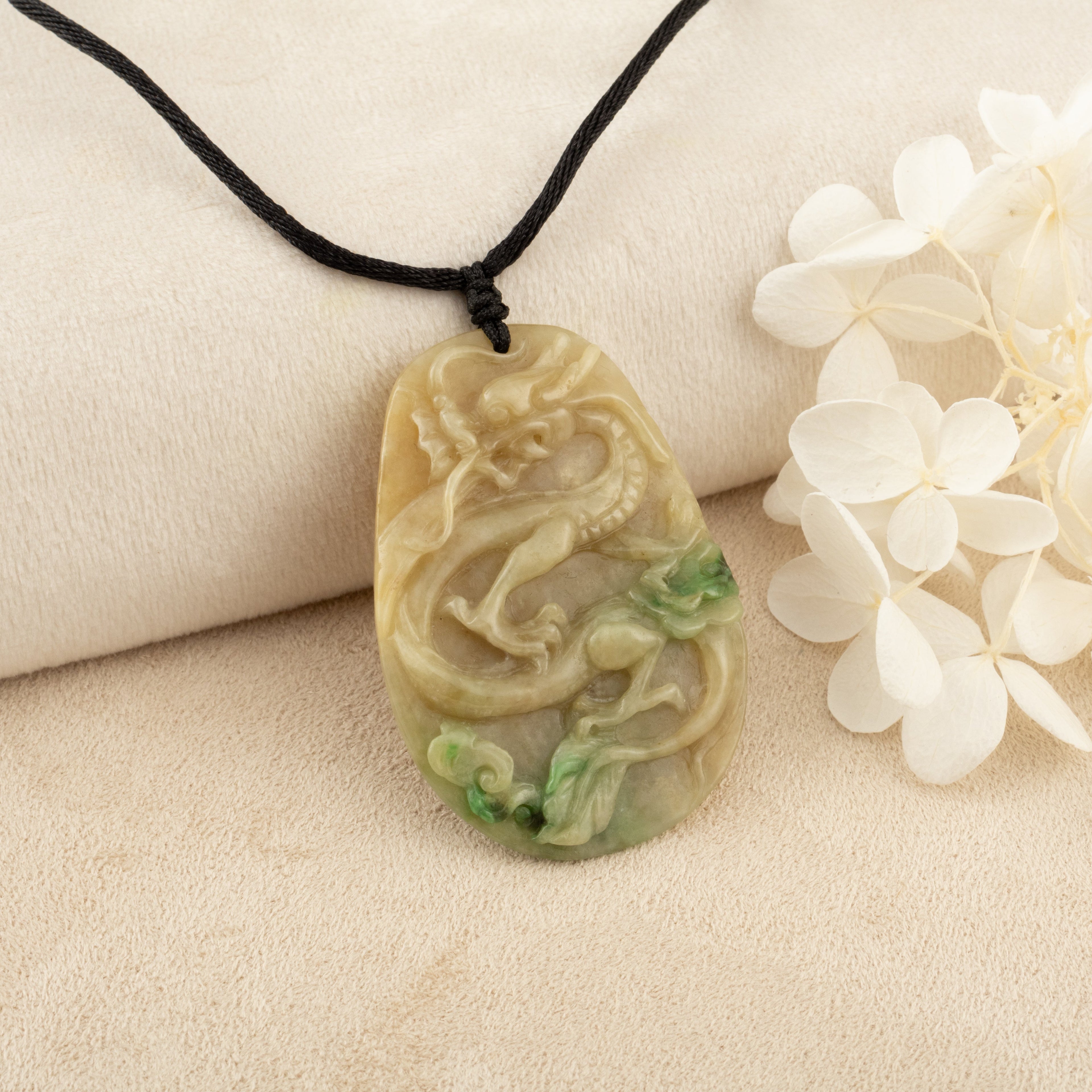 Handcrafted Dragon Jade Pendant Natural Untreated Burmese Jade