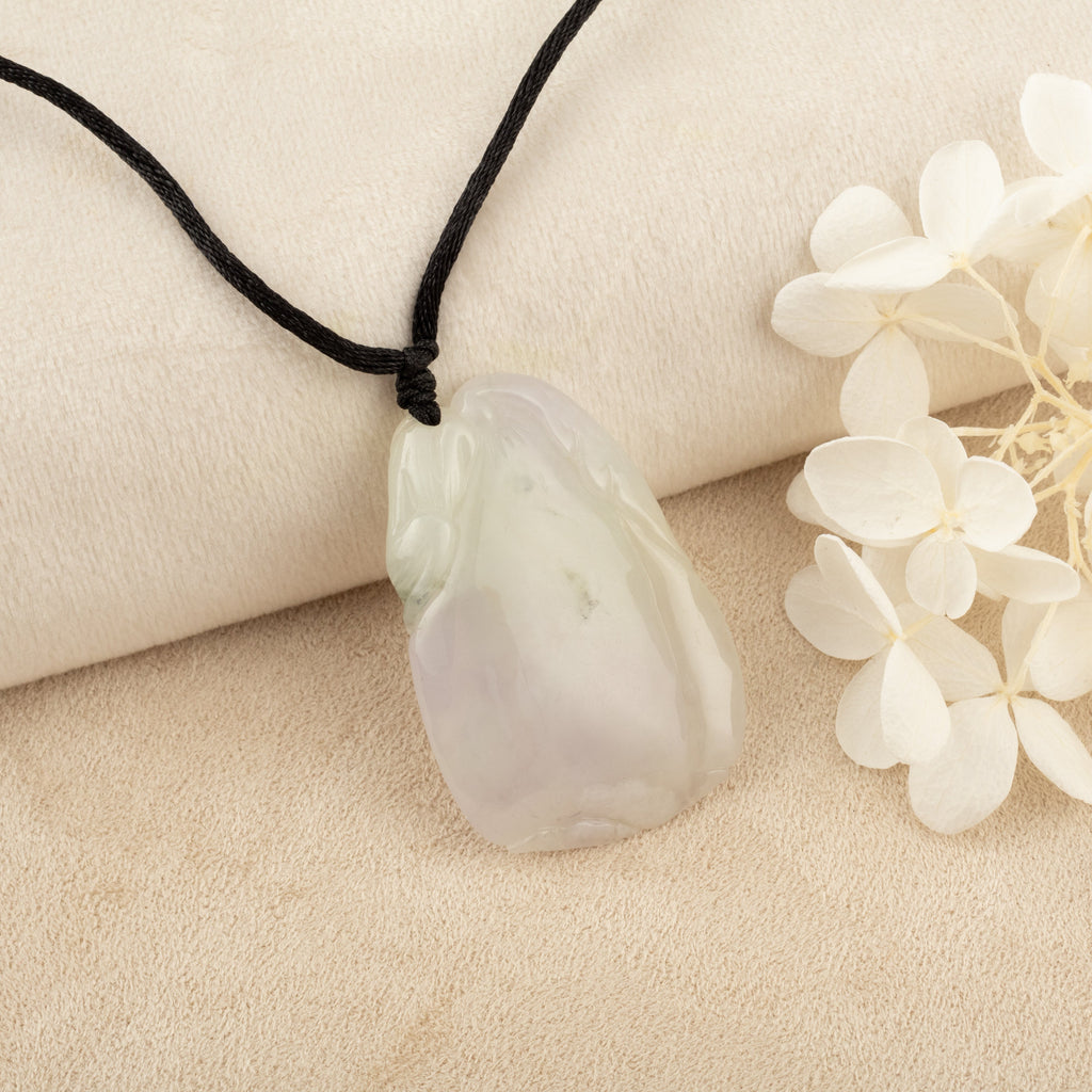 Gransky Dainty Hand Carved Jadeite Purple Jade Melon Pendant