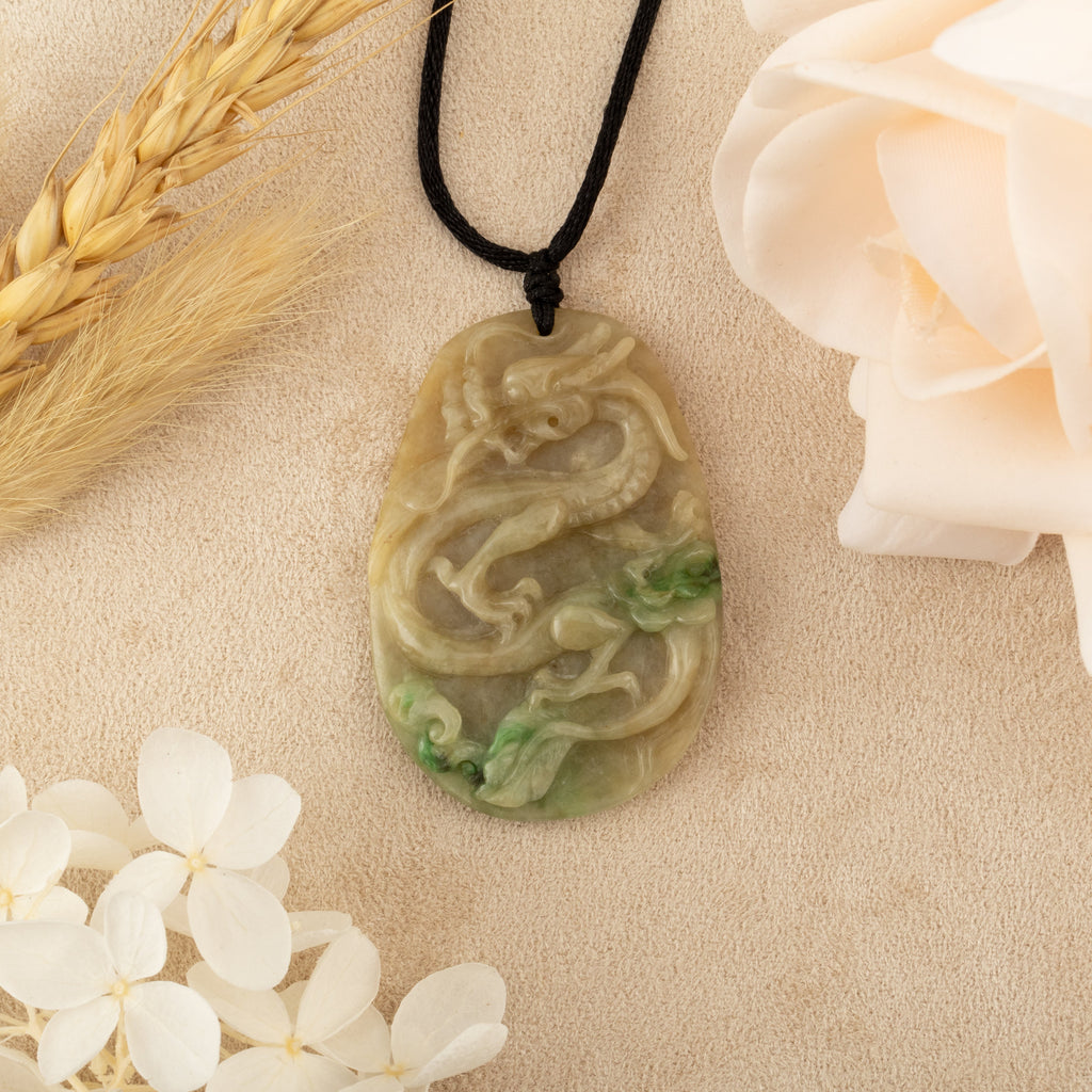 Handcrafted Dragon Jade Pendant Natural Untreated Burmese Jade