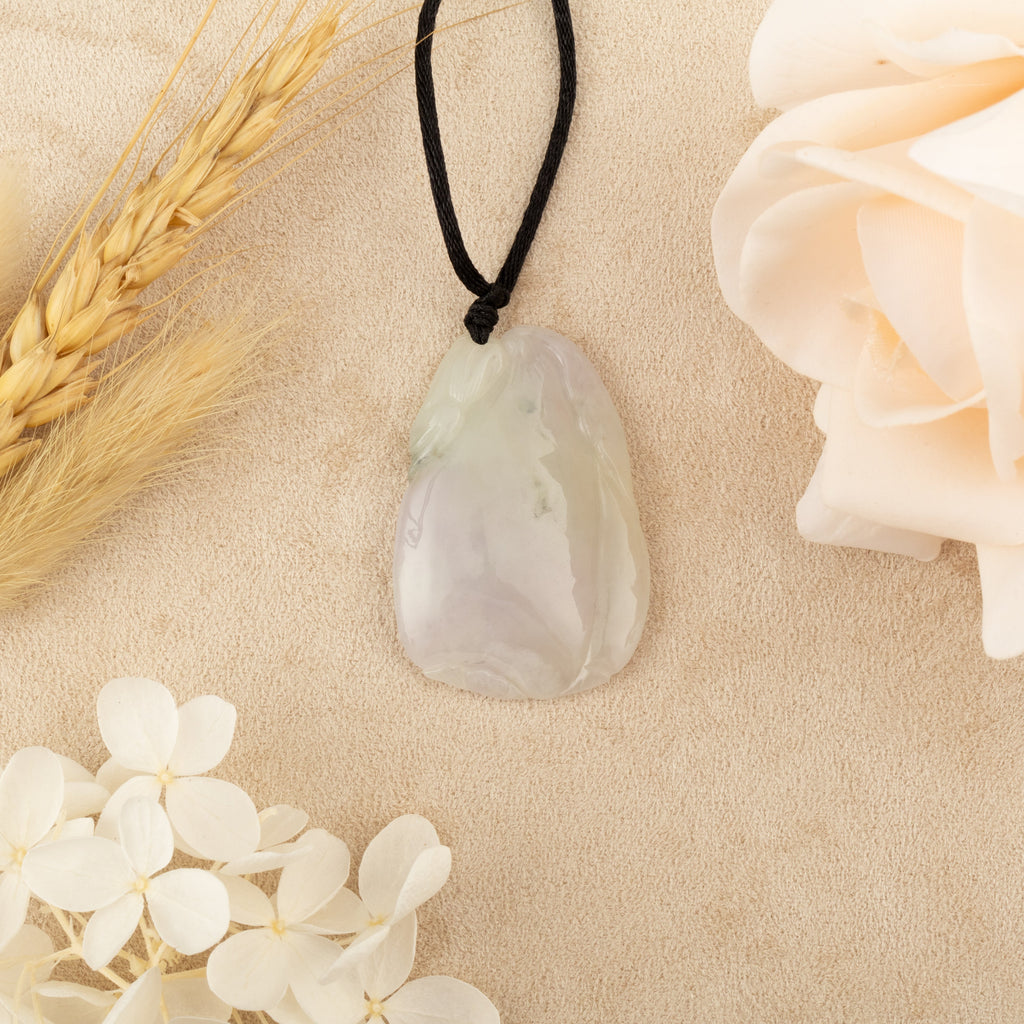 Gransky Dainty Hand Carved Jadeite Purple Jade Melon Pendant