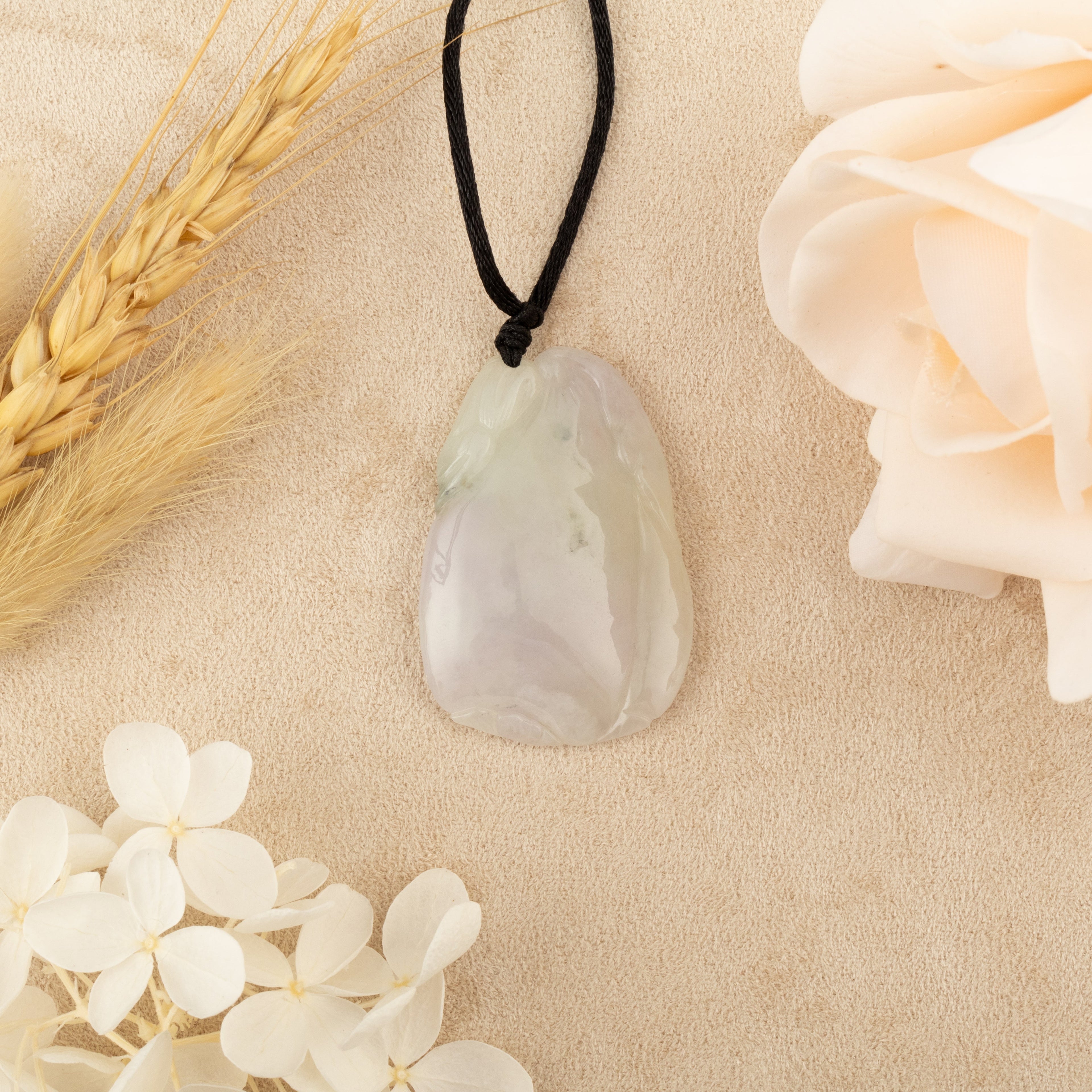Gransky Dainty Hand Carved Jadeite Purple Jade Melon Pendant