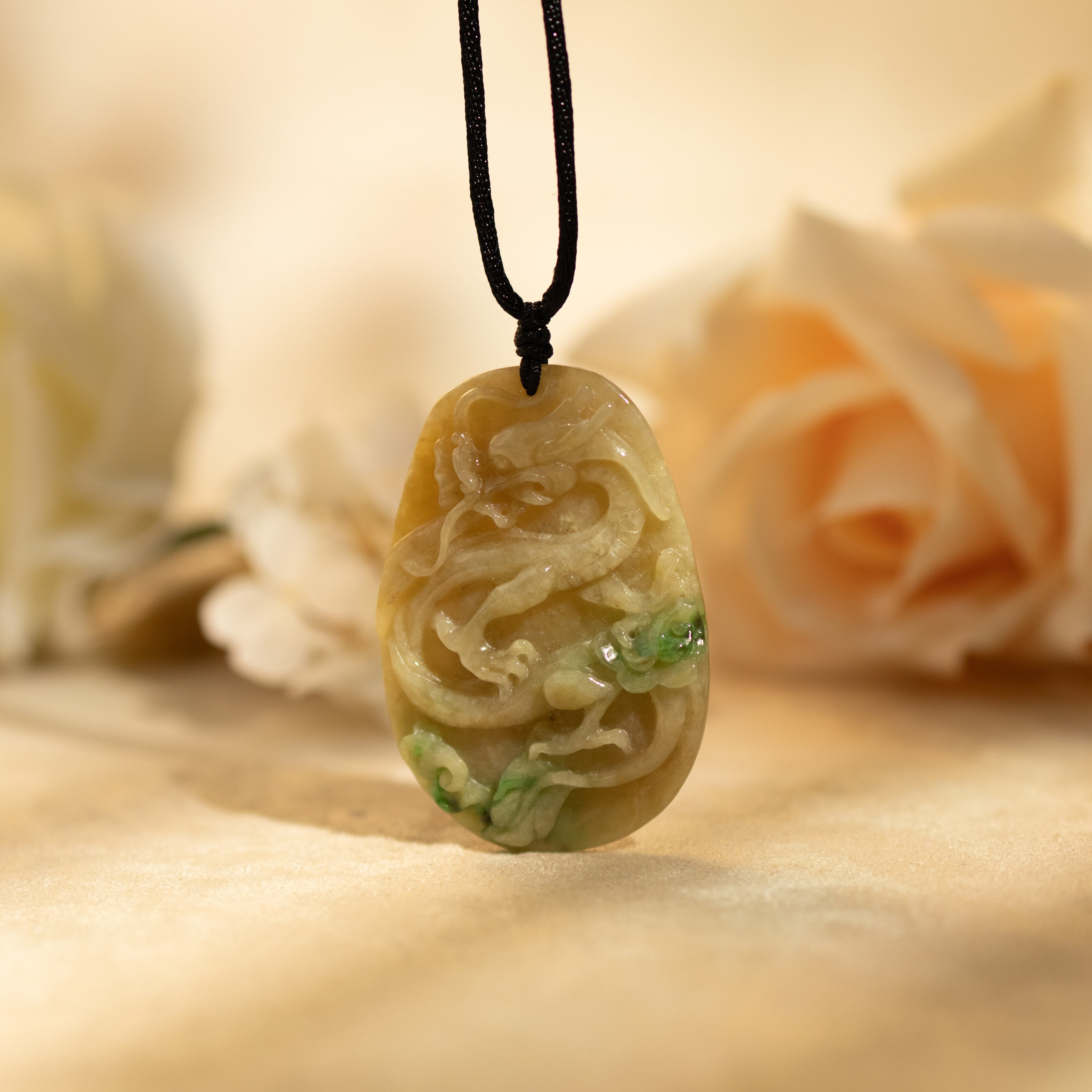 Handcrafted Dragon Jade Pendant Natural Untreated Burmese Jade