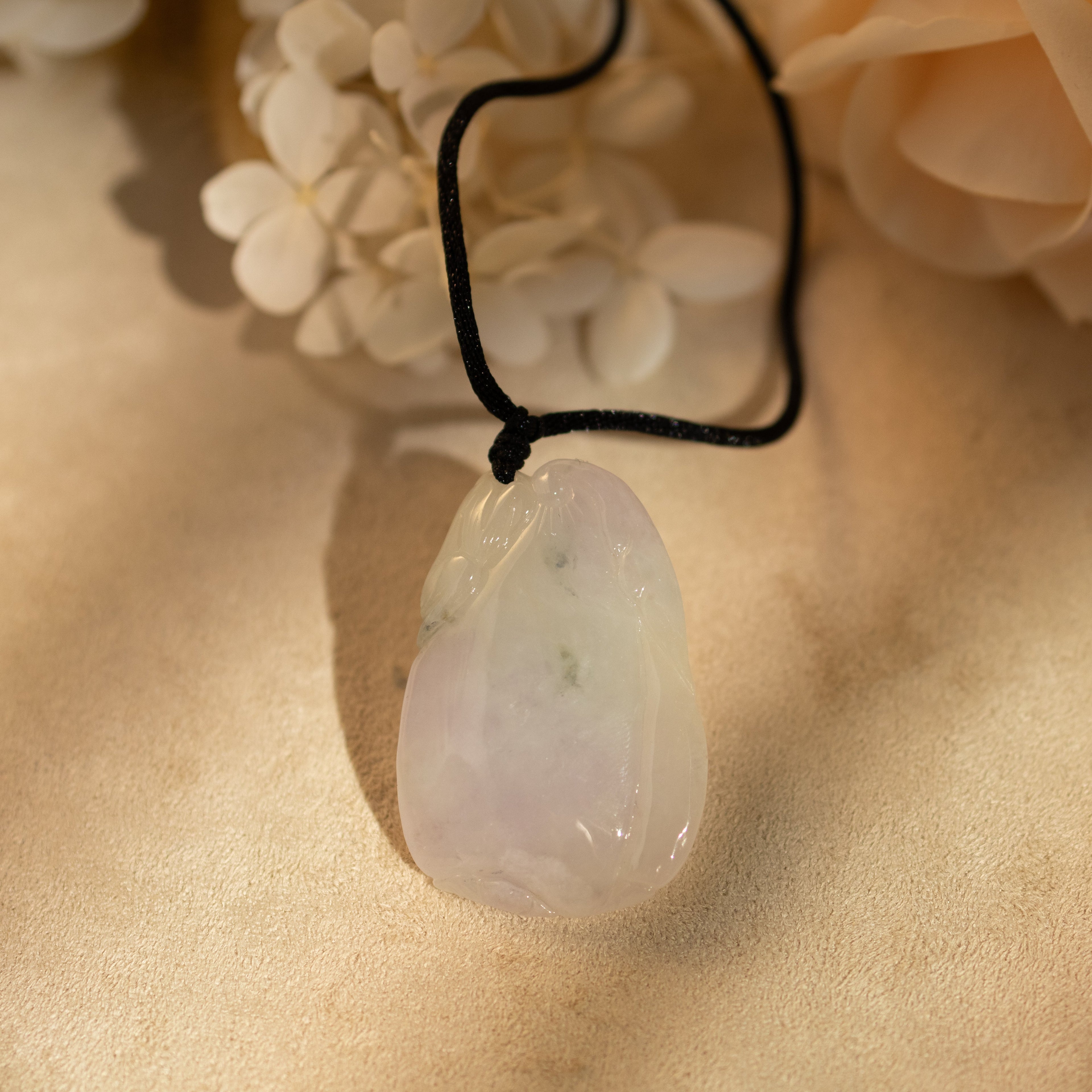 Gransky Dainty Hand Carved Jadeite Purple Jade Melon Pendant