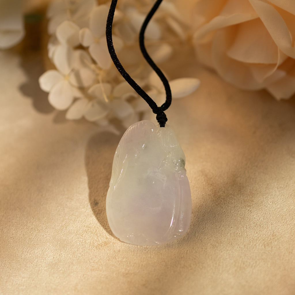 Gransky Dainty Hand Carved Jadeite Purple Jade Melon Pendant