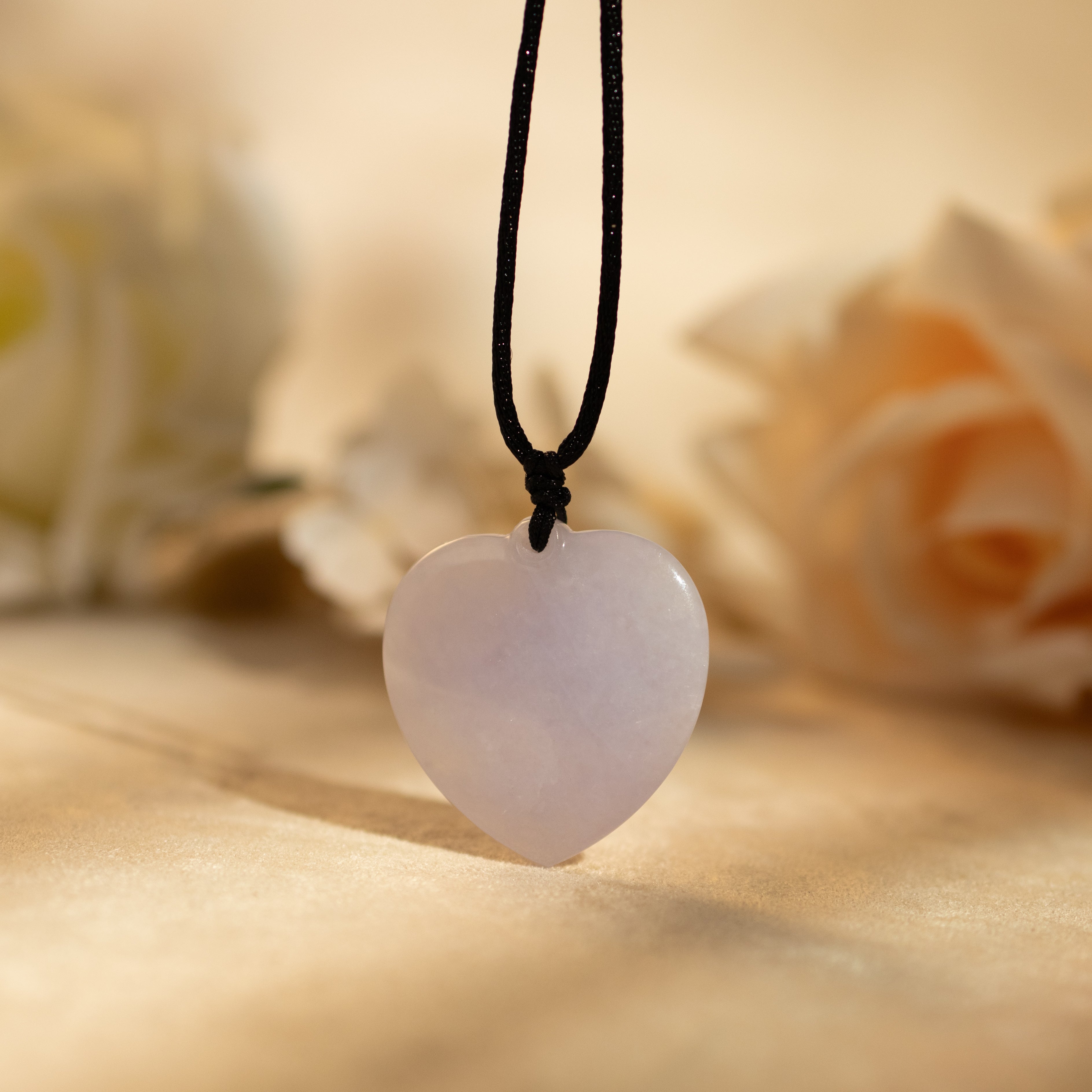 Dainty Heart Shape Purple Jade Pendant Necklace