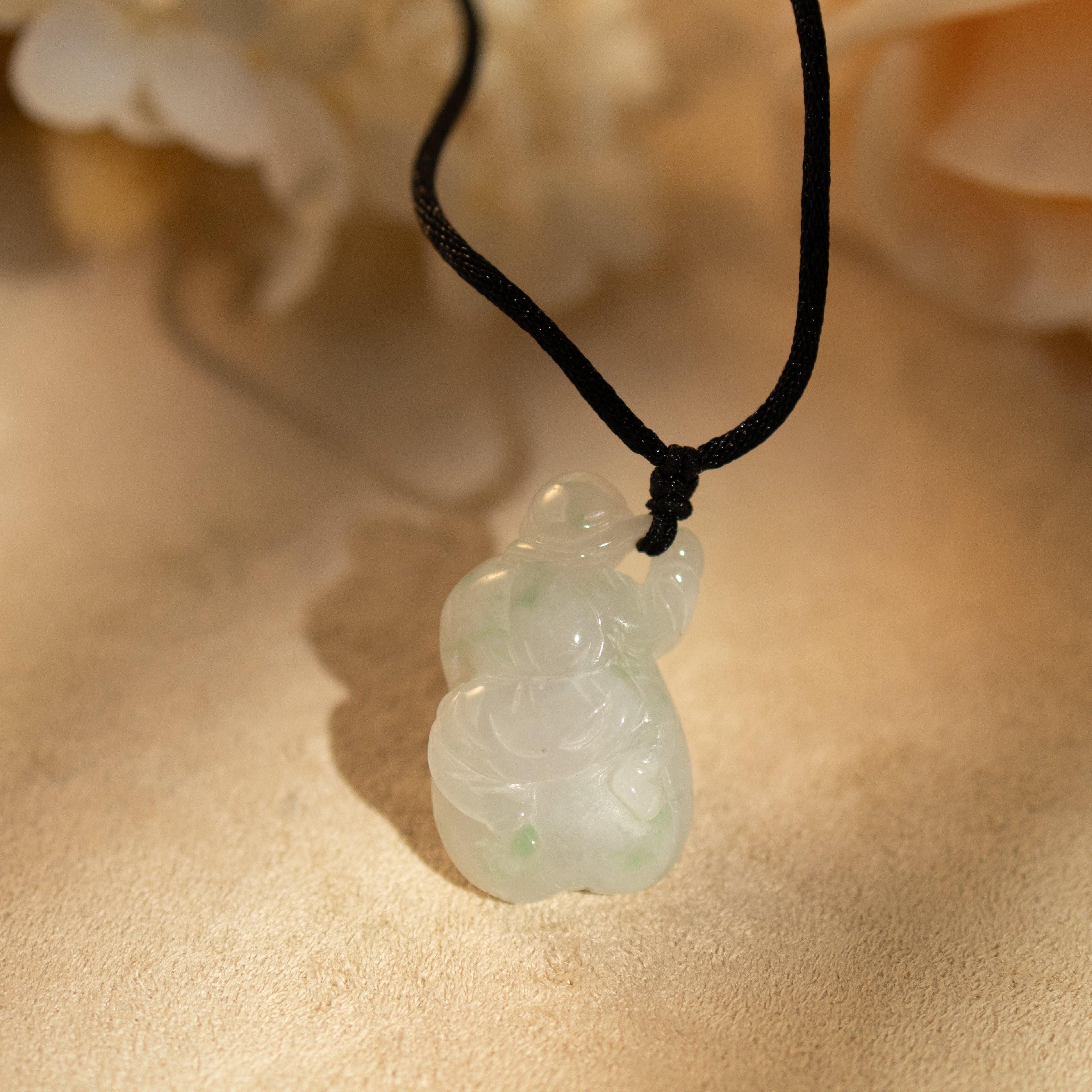 Type-A Green Jade Happy Monk Peach Pendant