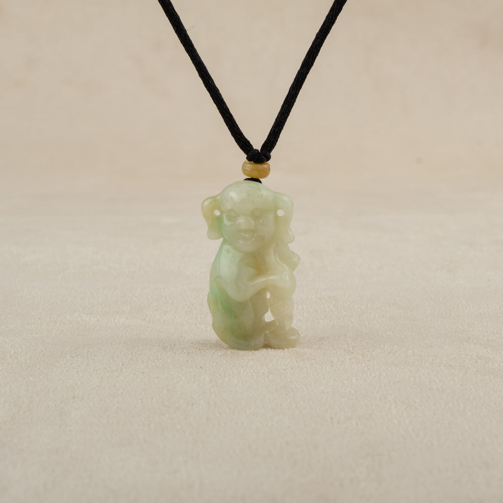 Gradient Green and Orange Jade Human-Like Standing Pig Pendant