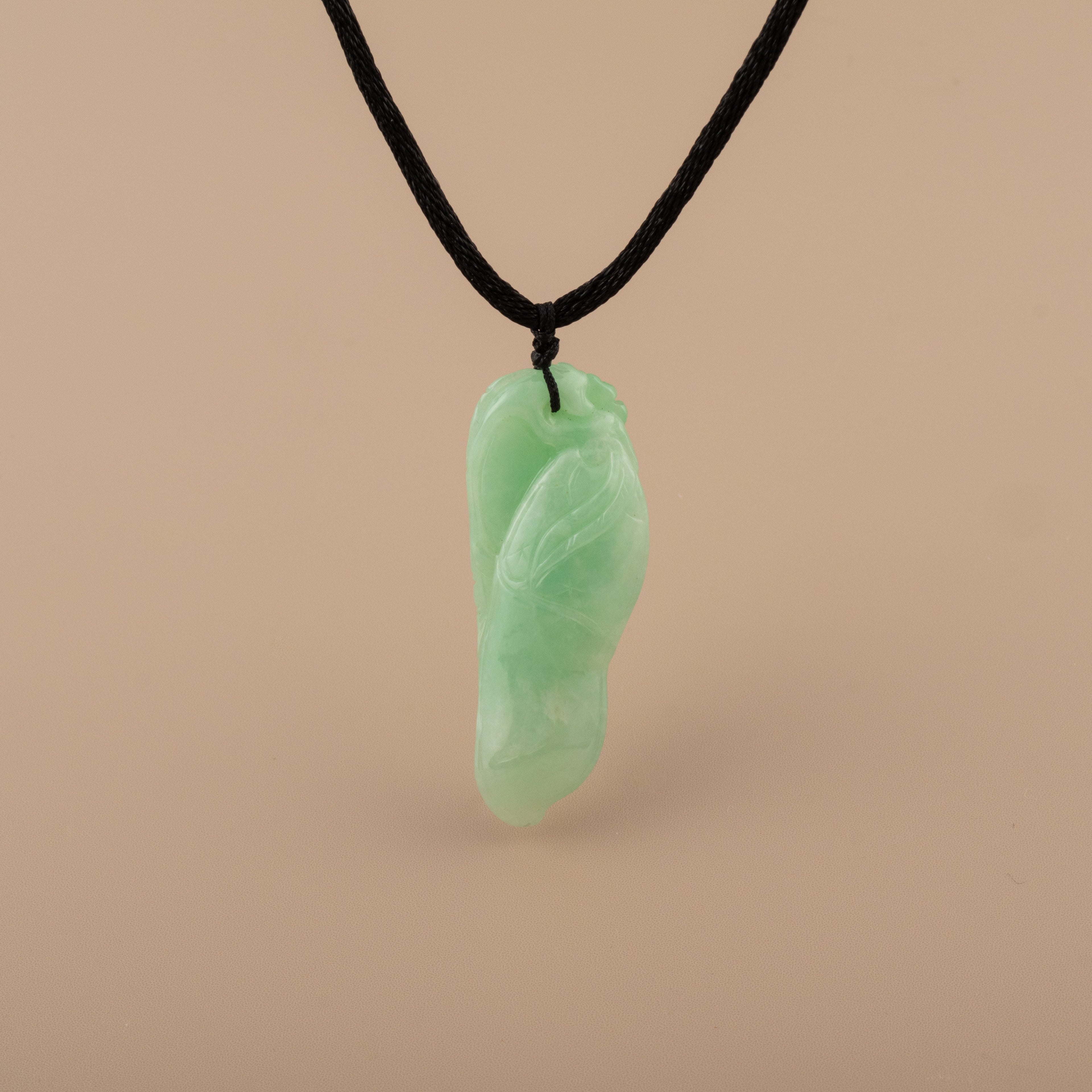 Apple Green Carved Pepper Ruyi Jade Pendant - Type A Burmese Jadeite