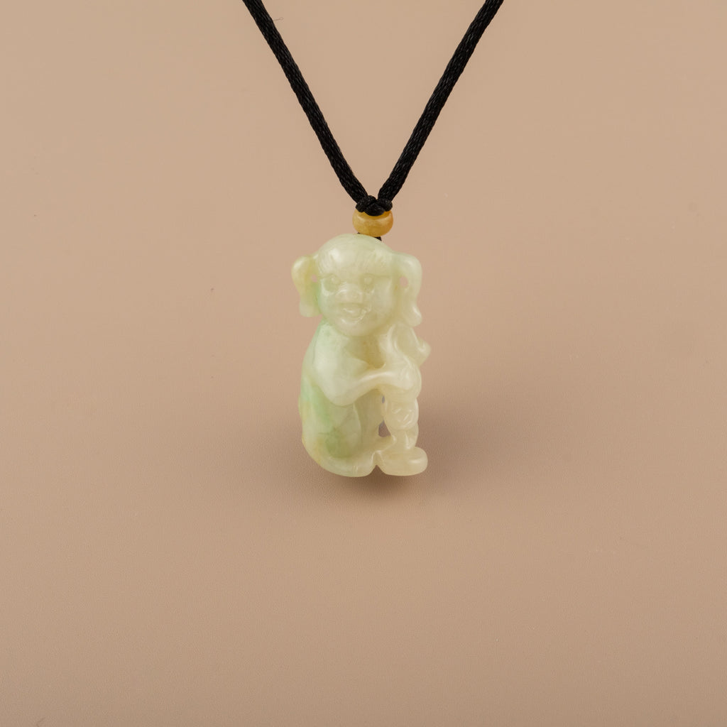 Gradient Green and Orange Jade Human-Like Standing Pig Pendant