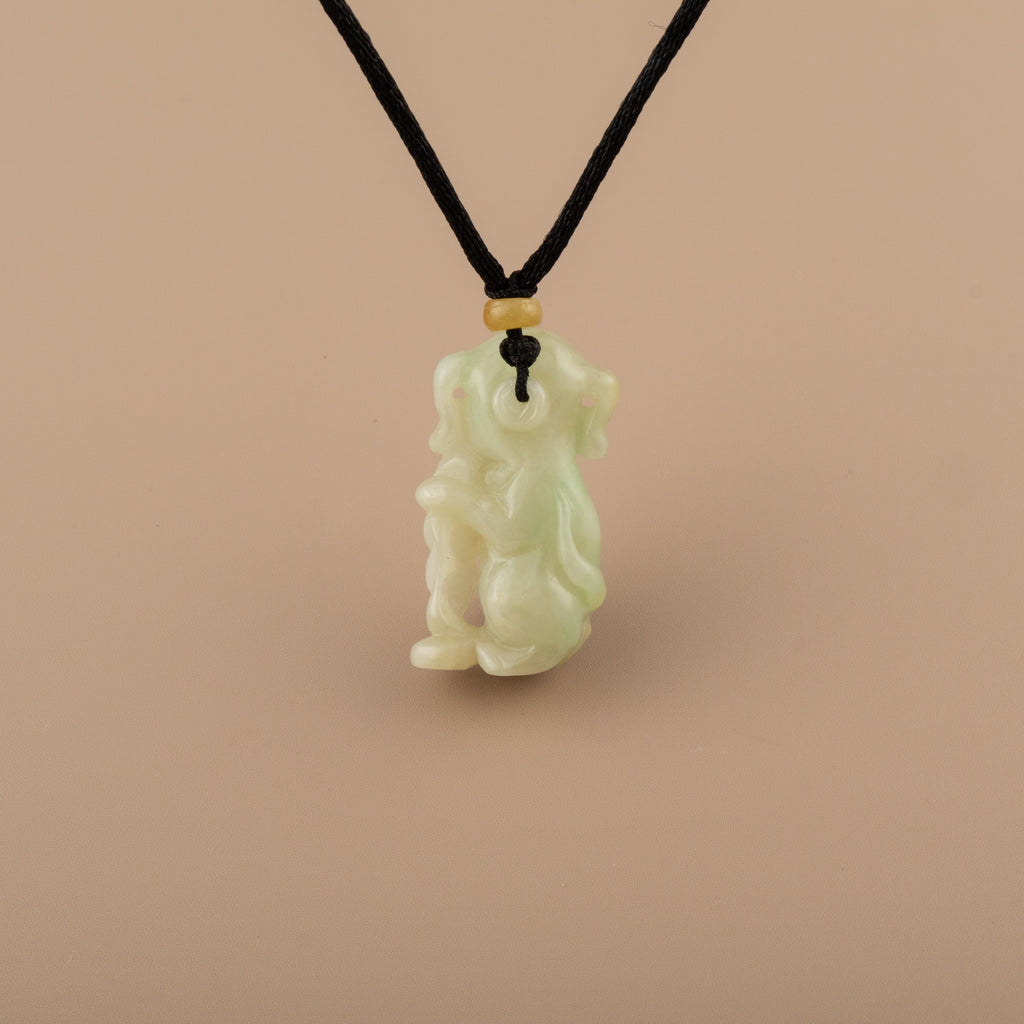 Gradient Green and Orange Jade Human-Like Standing Pig Pendant
