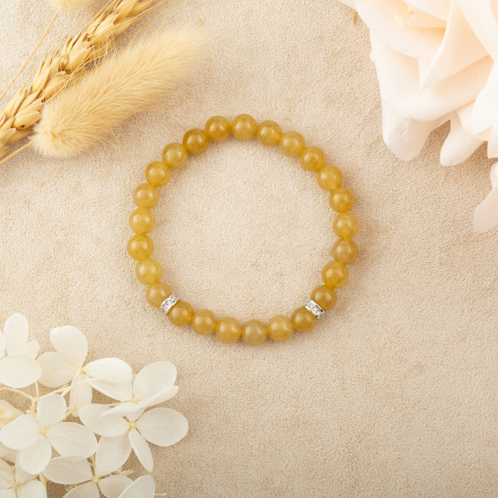 Orange Brown Jade Beaded Bracelet Natural Type A Burmese Jade