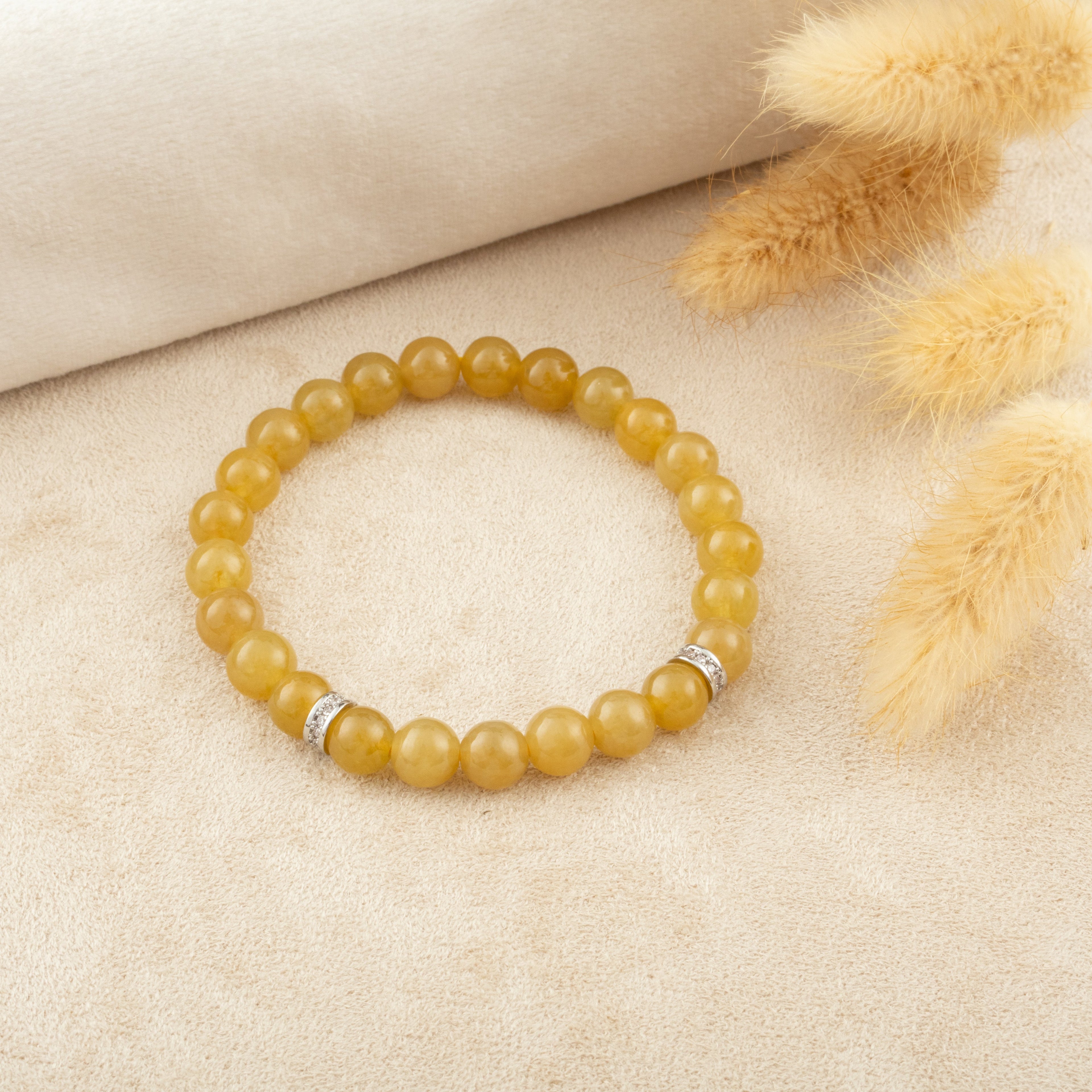 Orange Brown Jade Beaded Bracelet Natural Type A Burmese Jade