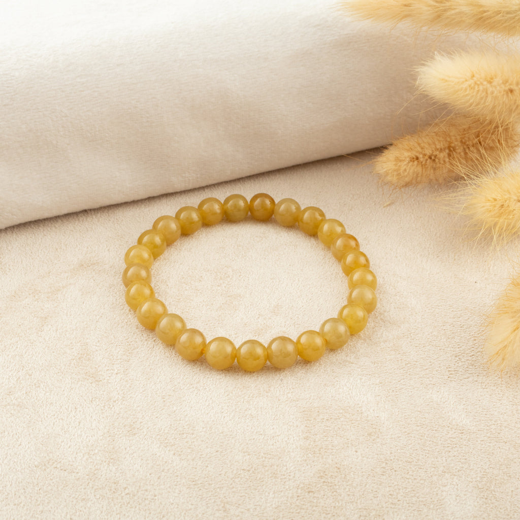 Orange Brown Jade Beaded Bracelet Natural Type A Burmese Jade