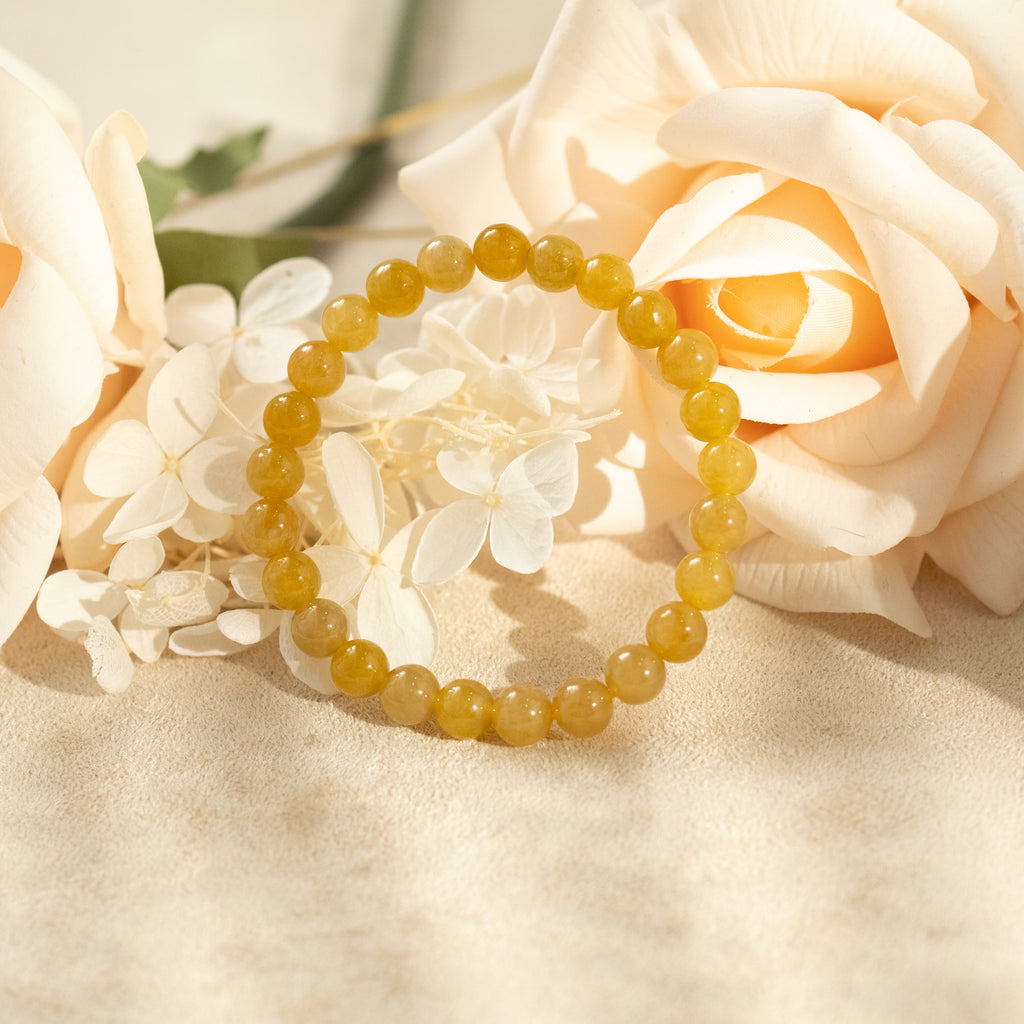 Orange Brown Jade Beaded Bracelet Natural Type A Burmese Jade