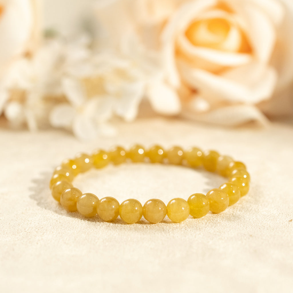 Orange Brown Jade Beaded Bracelet Natural Type A Burmese Jade