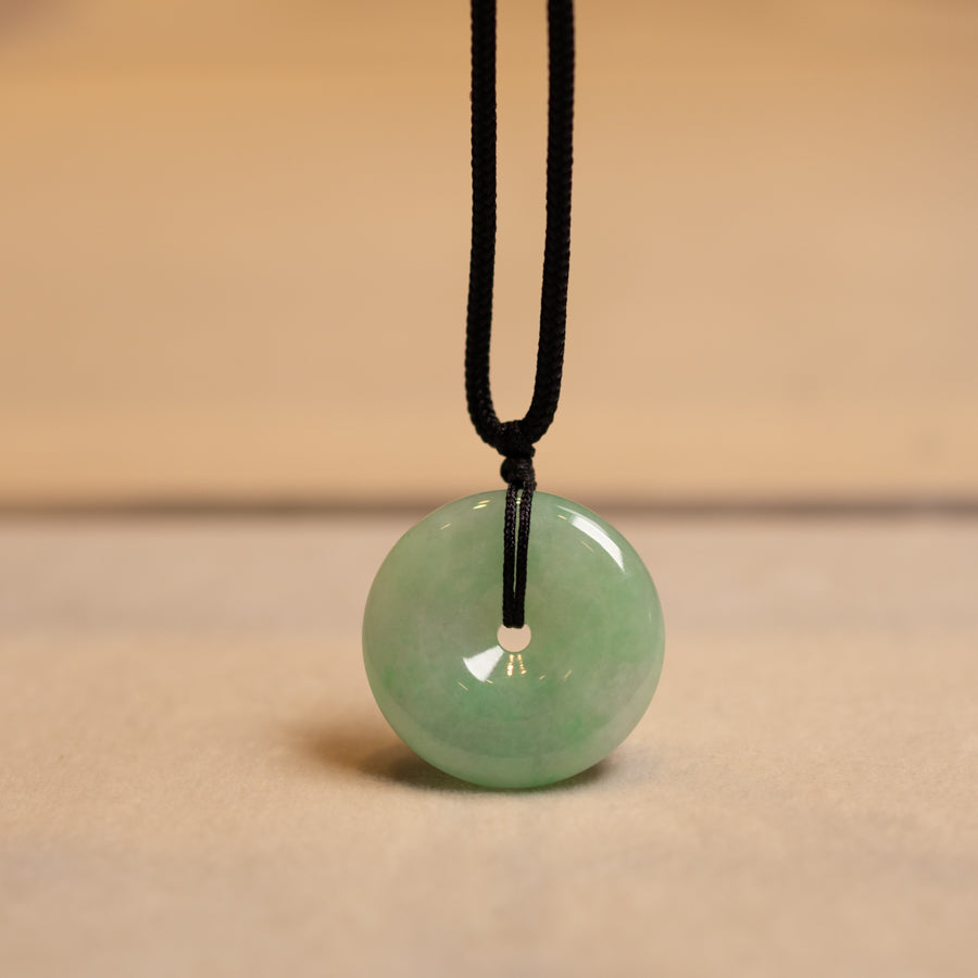 Gransky Natural Bright Green Jade Disc Pendant