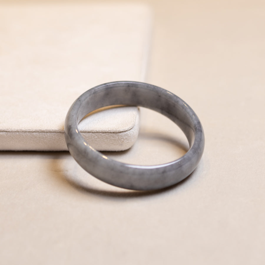 Light Grey Jadeite Bangle Bracelet – Natural Type-A Jadeite, Round & Flat Shapes, 50mm-59mm Sizes