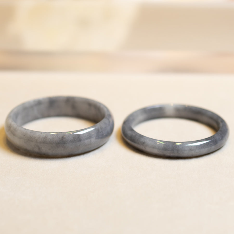 Light Grey Jadeite Bangle Bracelet – Natural Type-A Jadeite, Round & Flat Shapes, 50mm-59mm Sizes