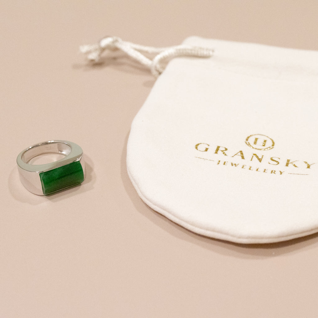 GRANSKY X KATHERINE 18K Gold A-Grade Natural Intense Green Jadeite Ring