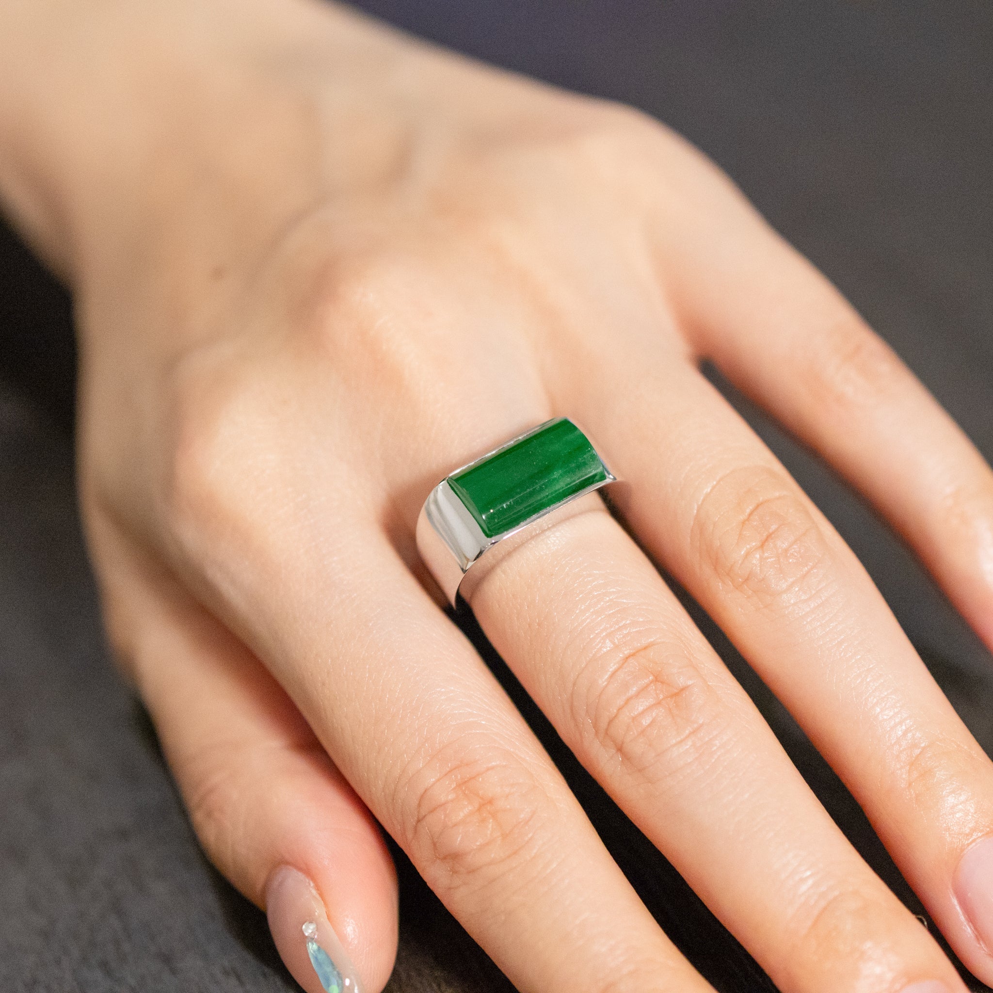 GRANSKY X KATHERINE 18K Gold A-Grade Natural Intense Green Jadeite Ring