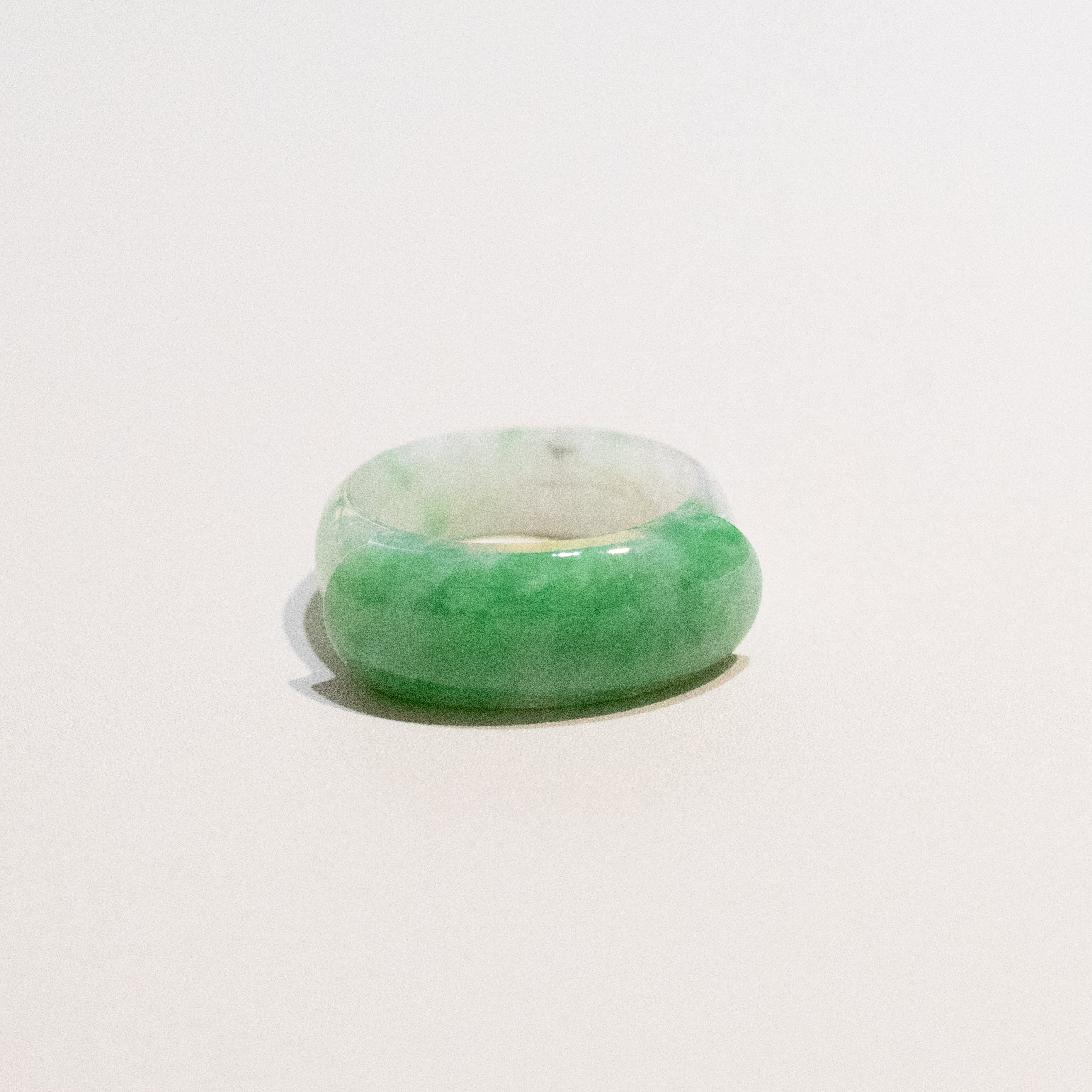 Size US 6.75 Vivid Green Burmese Jade Ring - Type A Natural Jadeite
