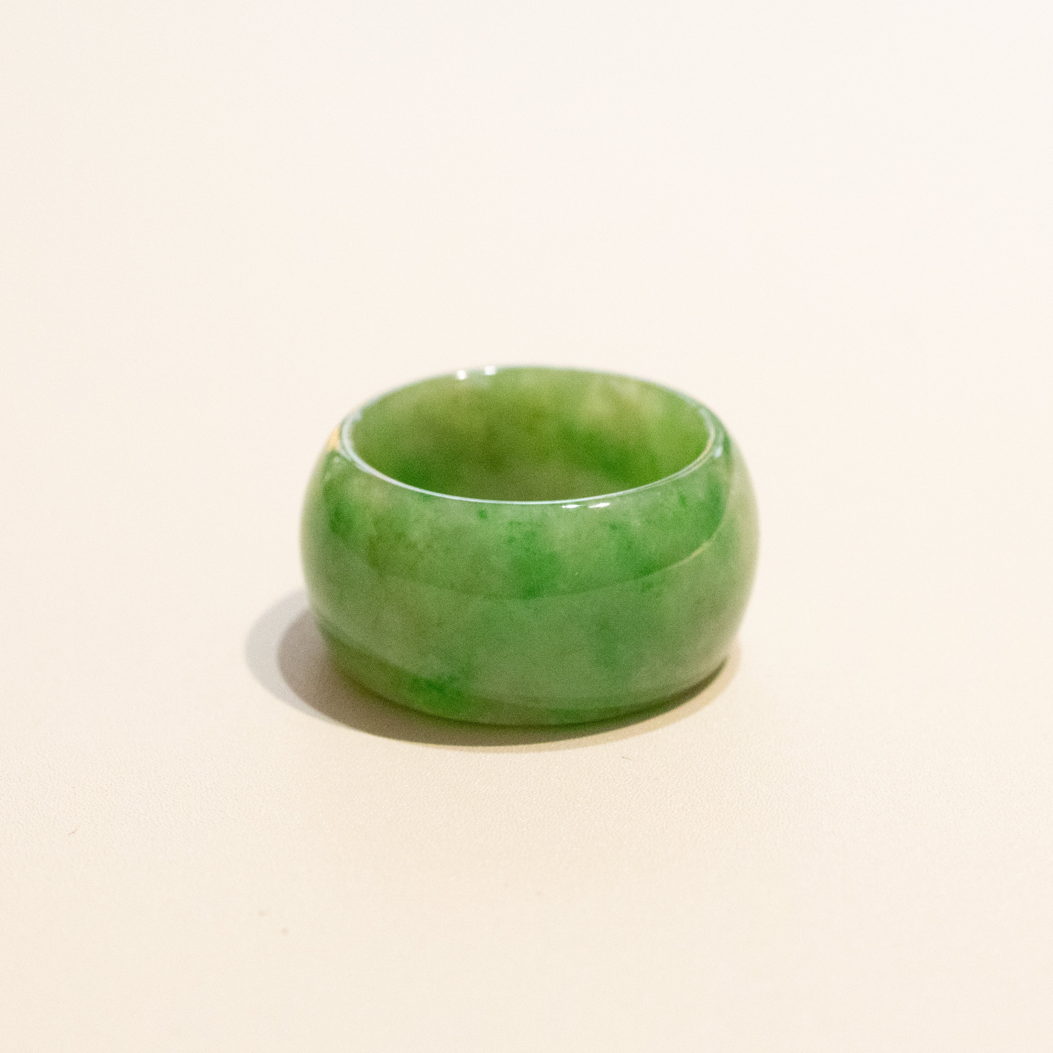 Size US 7.5 Imperial Green Burmese Wide Jade Ring Band - Type A Natural Jadeite