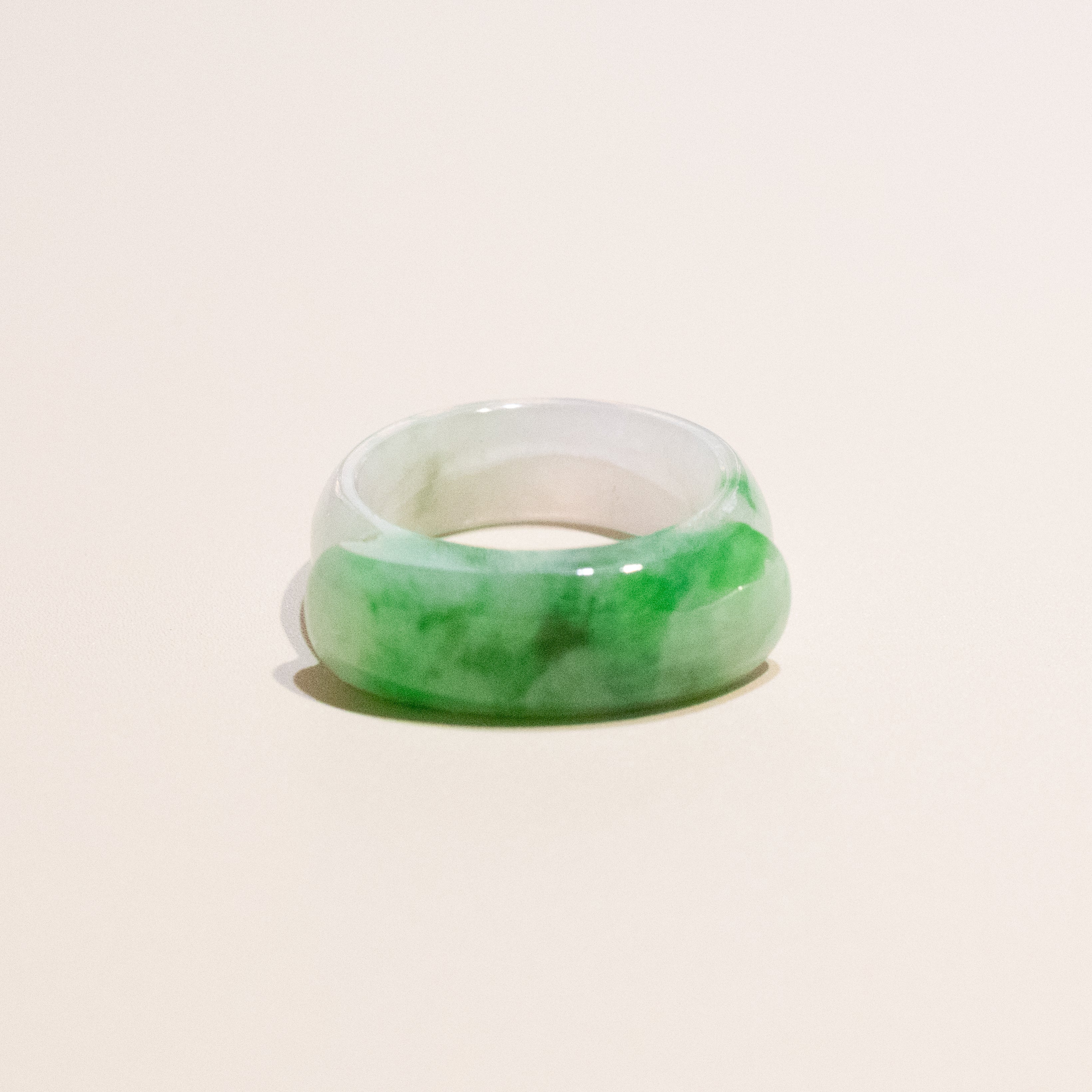 Size US 7.75 Imperial Green Burmese Jade Ring - Type A Natural Jadeite