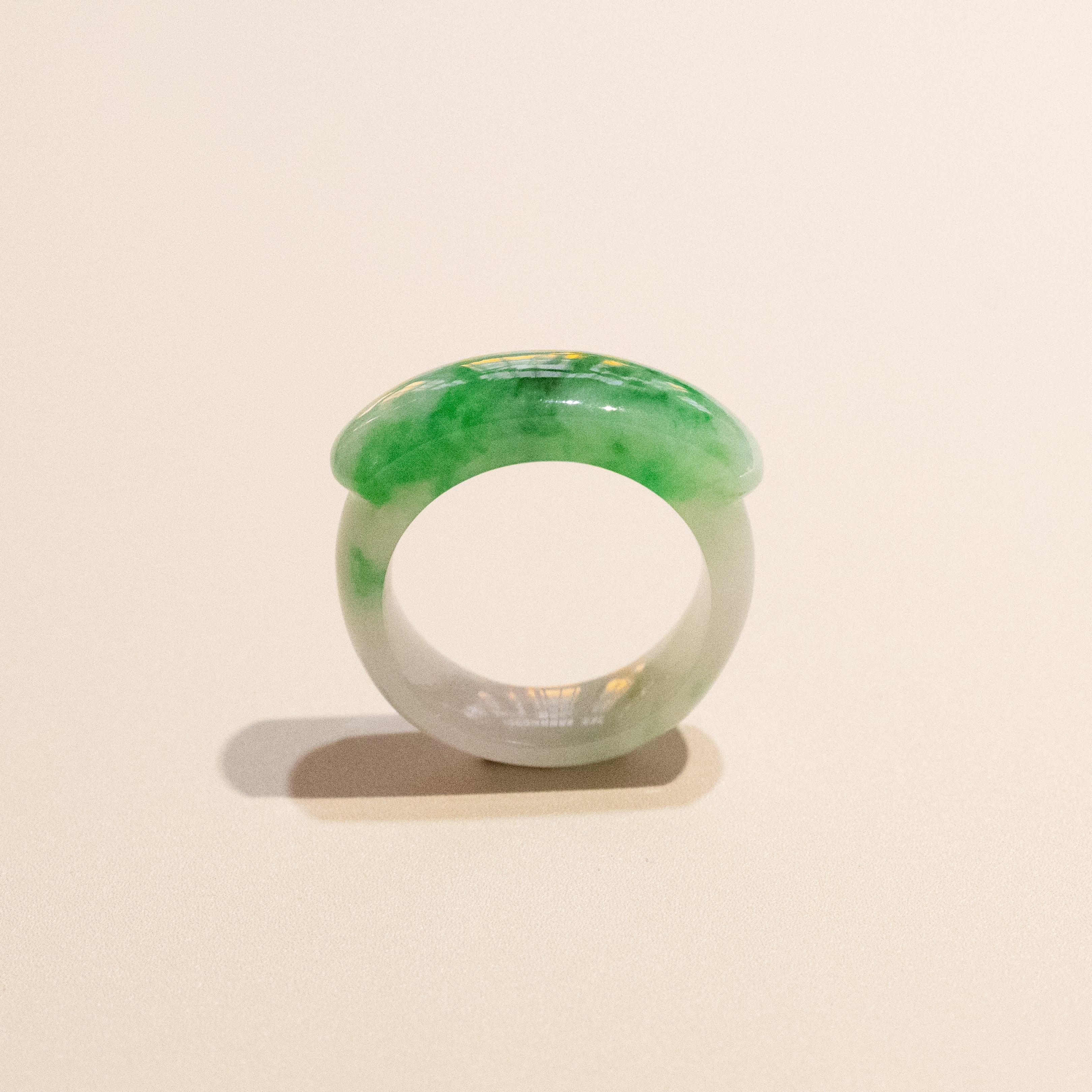 Size US 7.75 Imperial Green Burmese Jade Ring - Type A Natural Jadeite