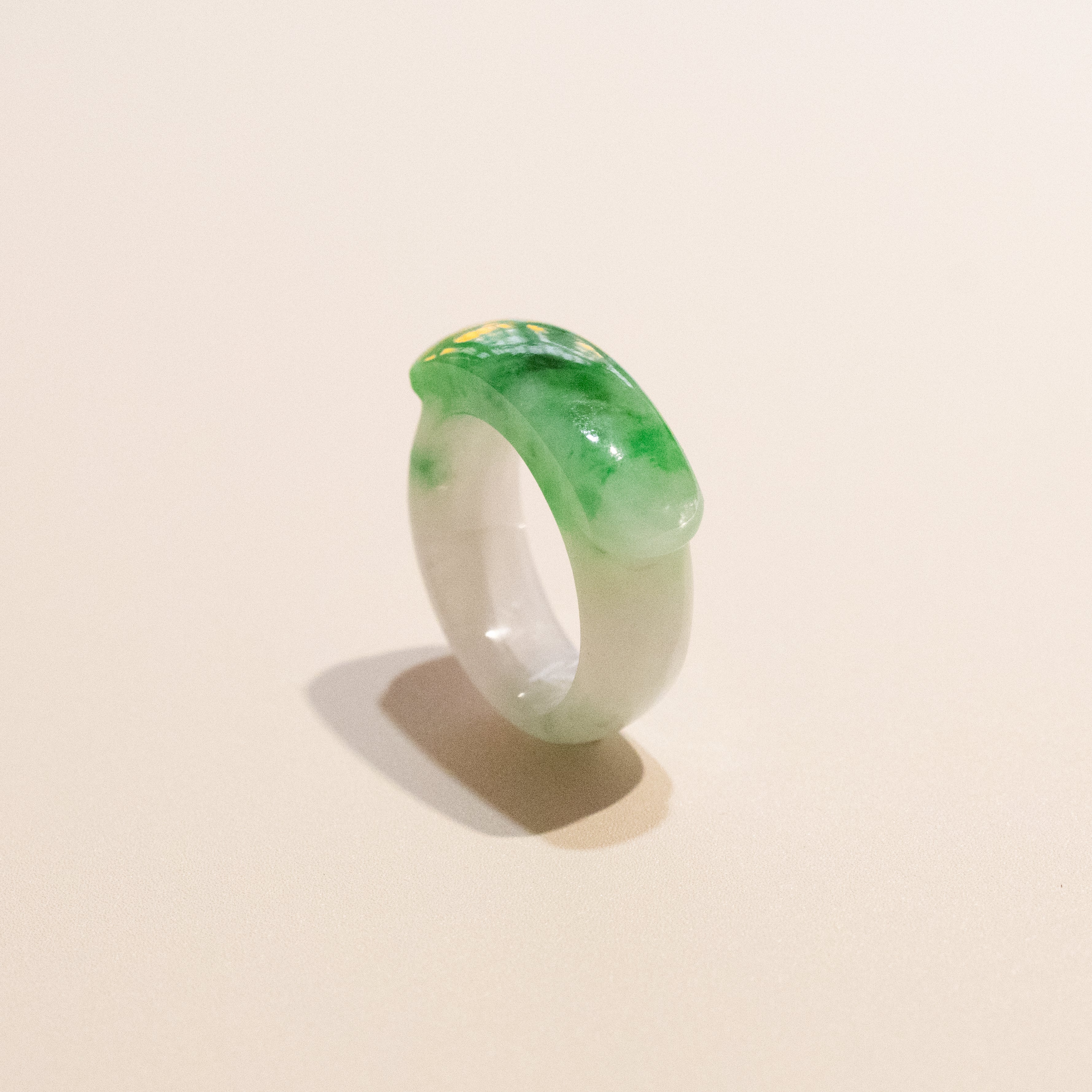 Size US 7.75 Imperial Green Burmese Jade Ring - Type A Natural Jadeite