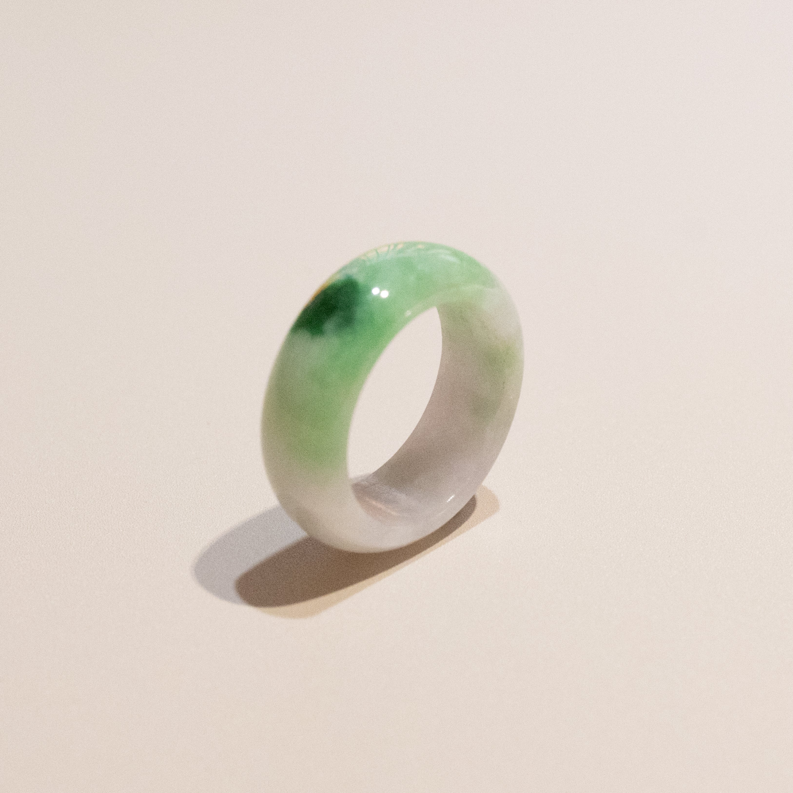 Size US 7 Imperial Green Burmese Jade Ring - Type A Natural Jadeite