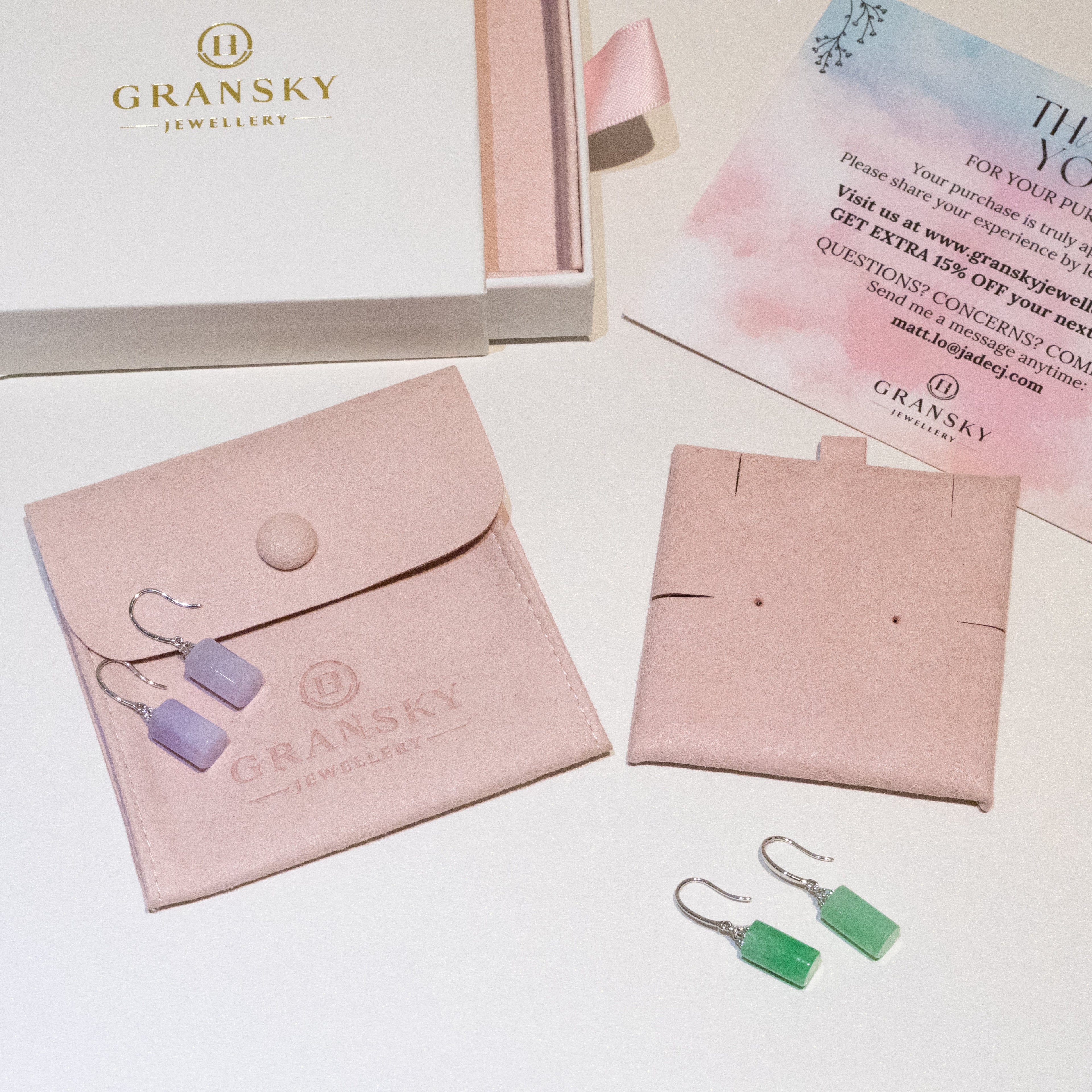 Apple Green & Lavender Jade Drop Earrings in 18K White Gold with Diamonds