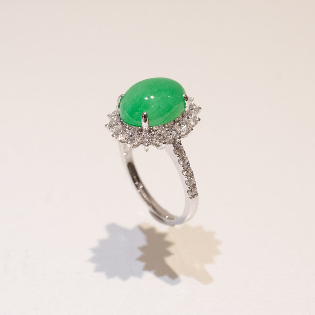 US6.5 Apple Green Jadeite Ring – Natural Untreated Type A Jadeite