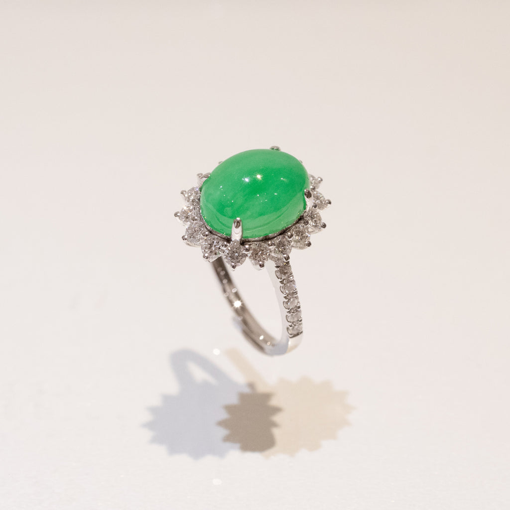 US6.5 Apple Green Jadeite Ring – Natural Untreated Type A Jadeite