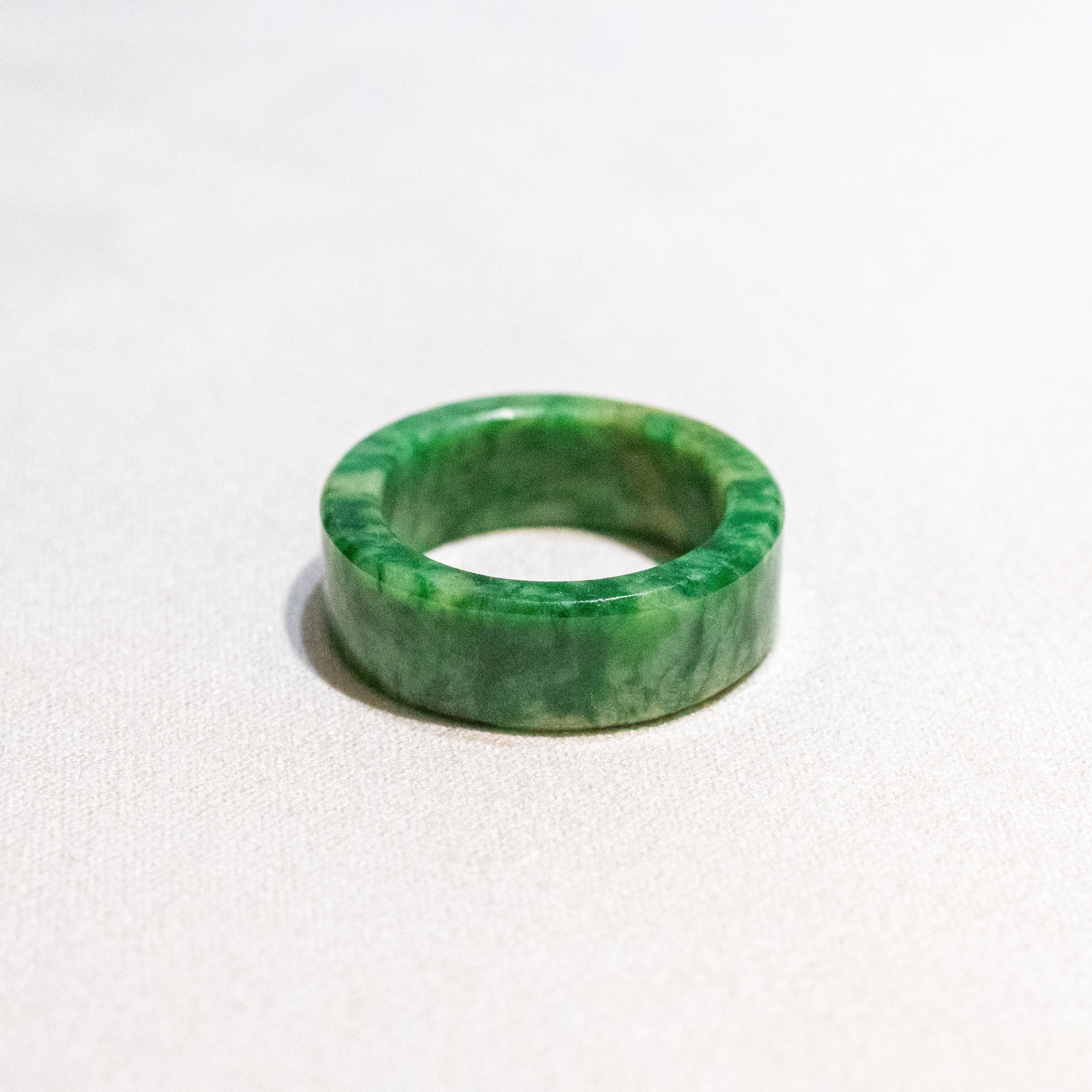 Size US 6.25 Imperial Green Burmese Wide Jade Ring Band - Type A Natural Jadeite