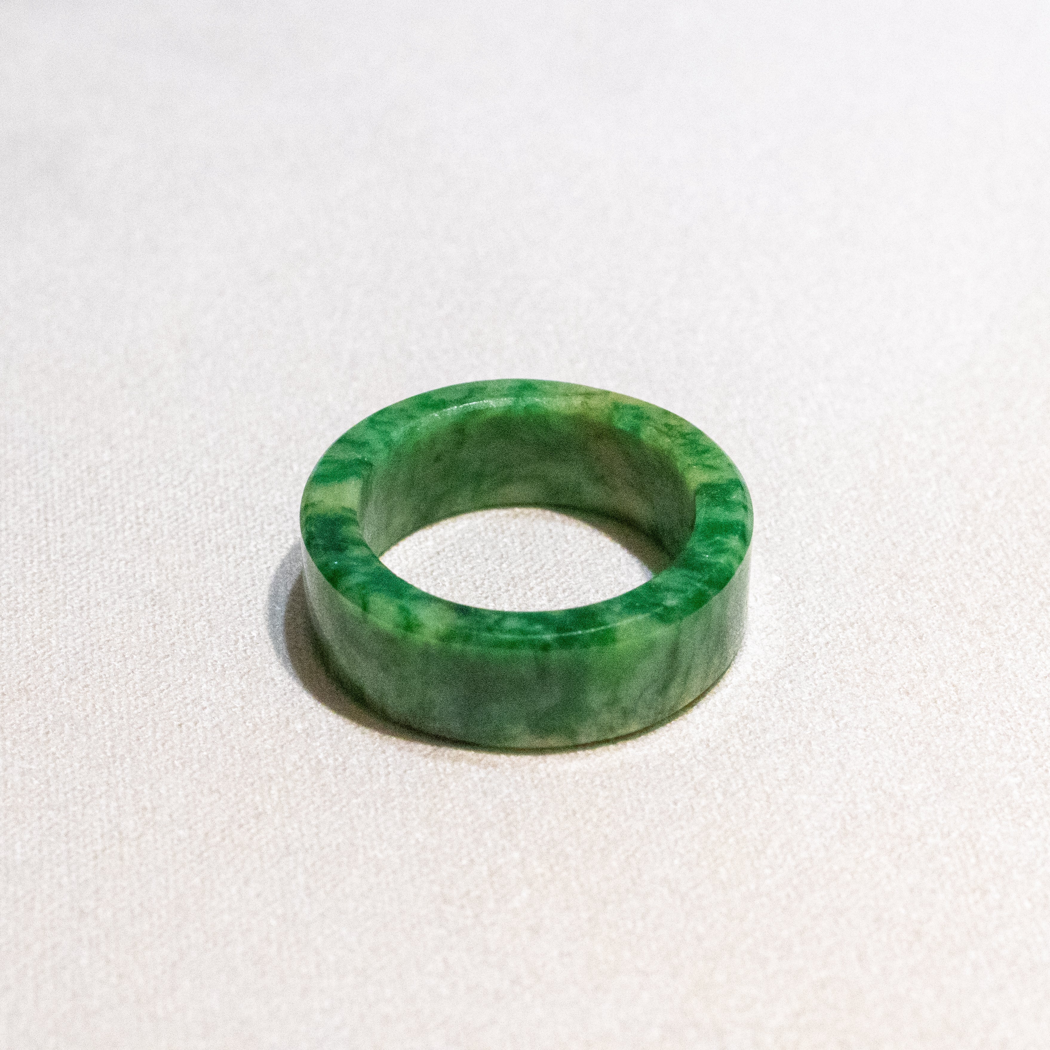 Size US 6.25 Imperial Green Burmese Wide Jade Ring Band - Type A Natural Jadeite