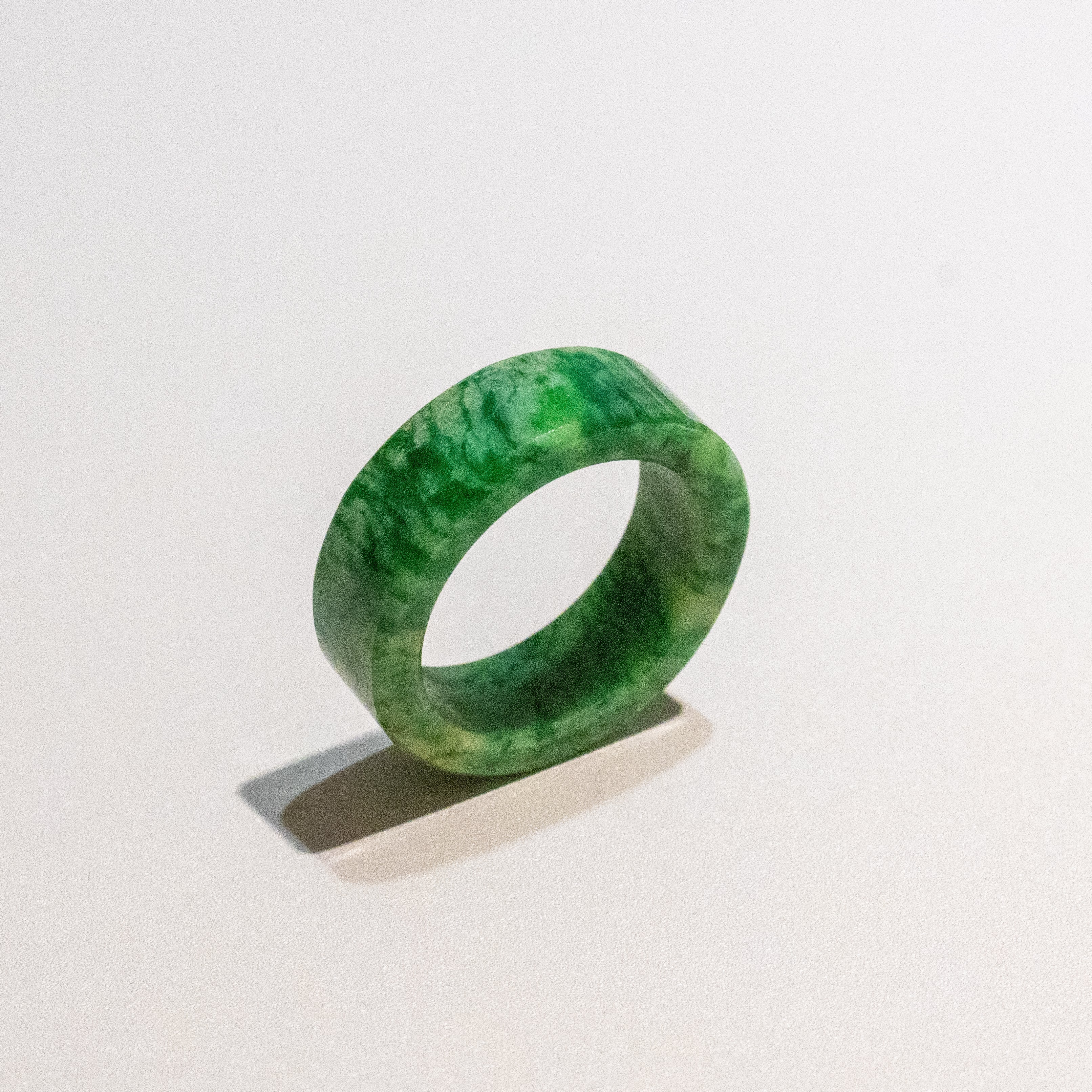 Size US 6.25 Imperial Green Burmese Wide Jade Ring Band - Type A Natural Jadeite