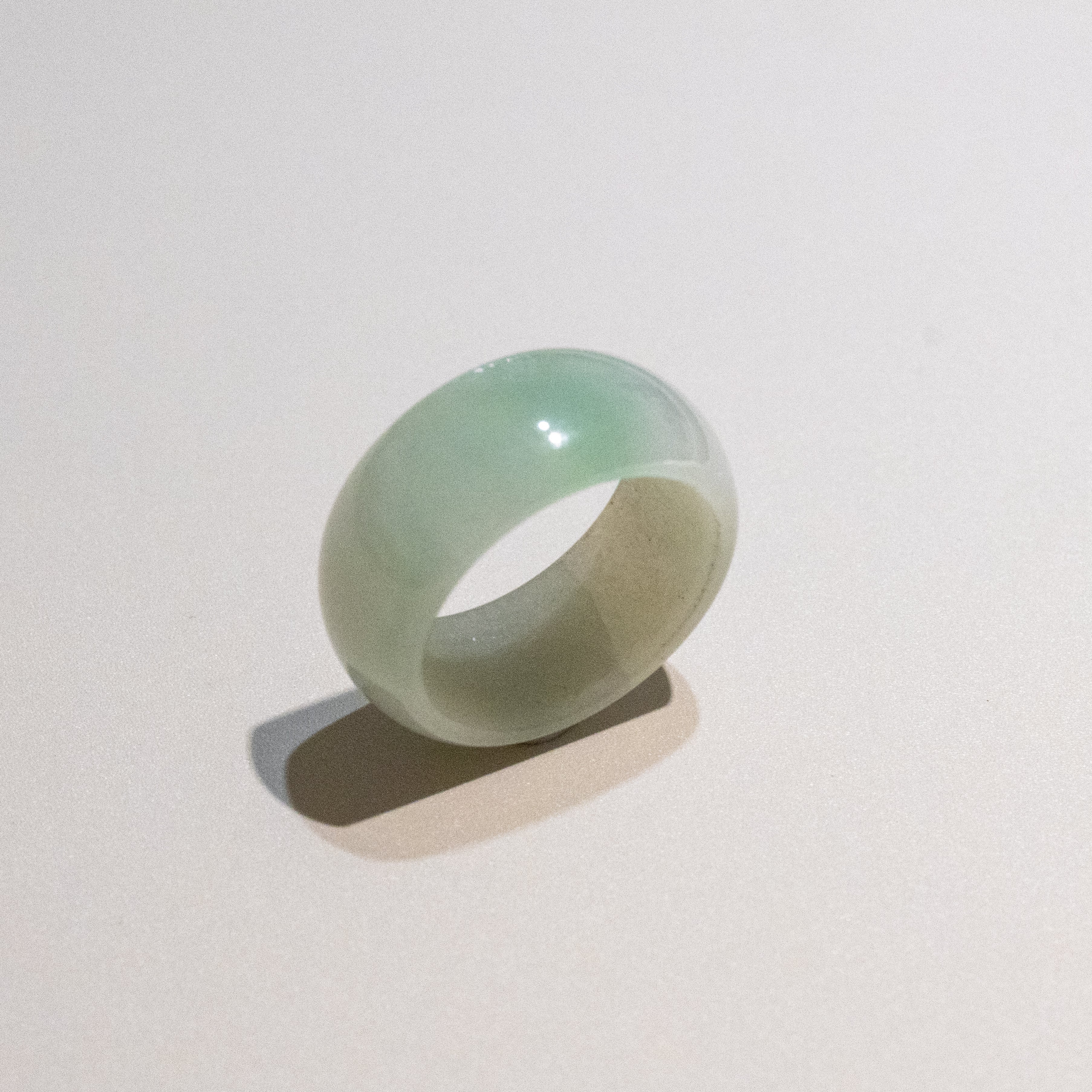 Size US 8.5 Bright Green Burmese Wide Jade Ring Band - Type A Natural Jadeite