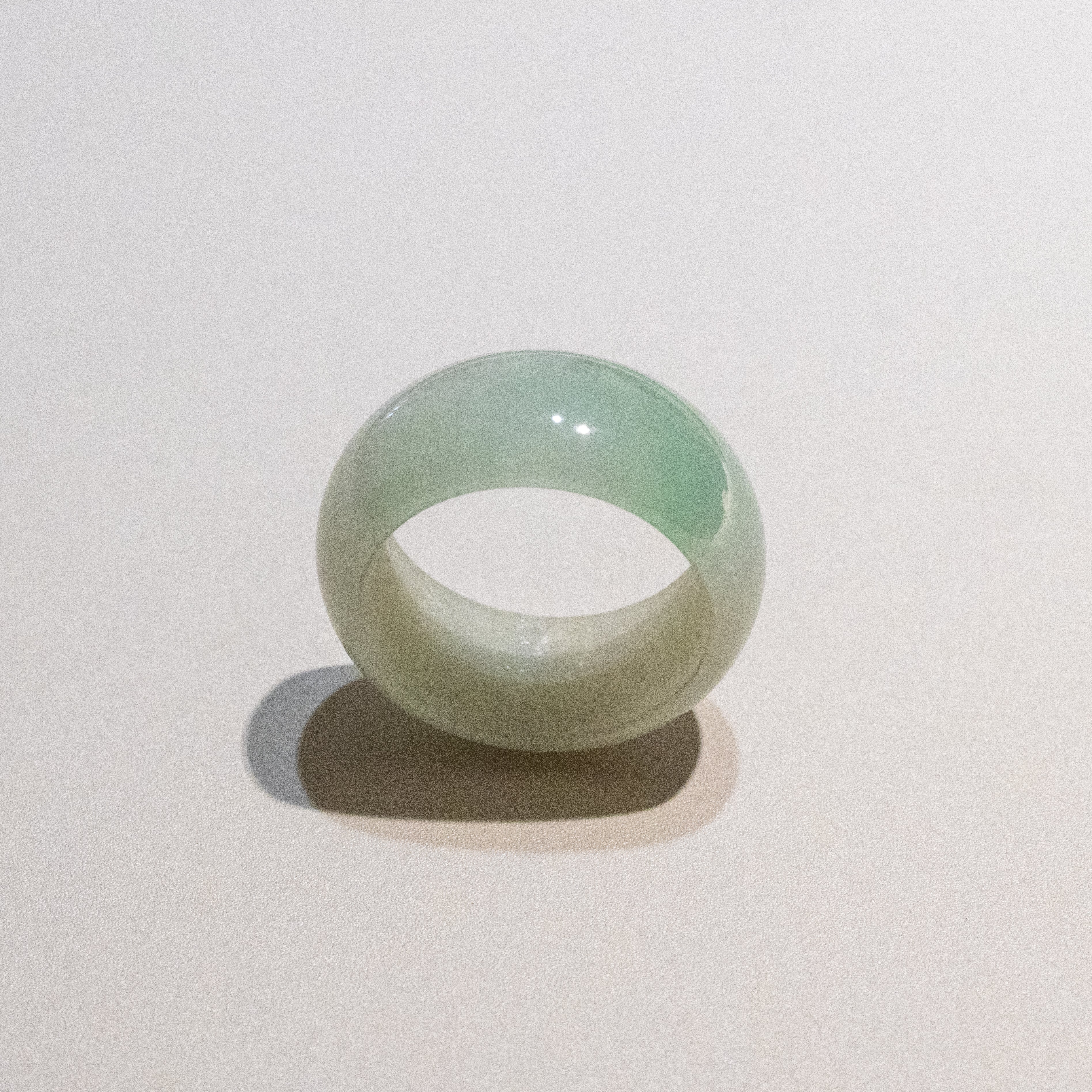 Size US 8.5 Bright Green Burmese Wide Jade Ring Band - Type A Natural Jadeite