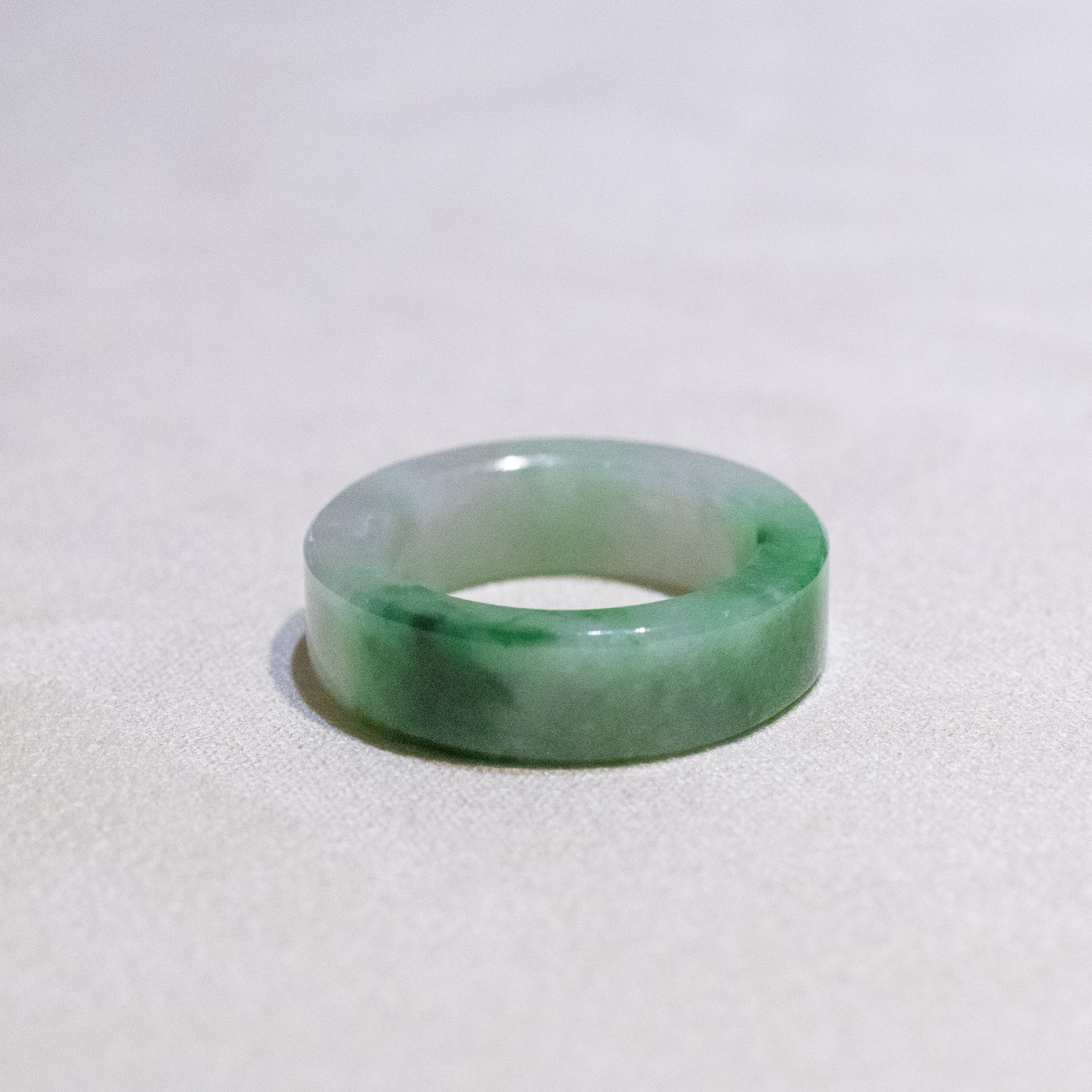 Size US 7.5 Green Burmese Jade Ring Band - Type A Natural Jadeite