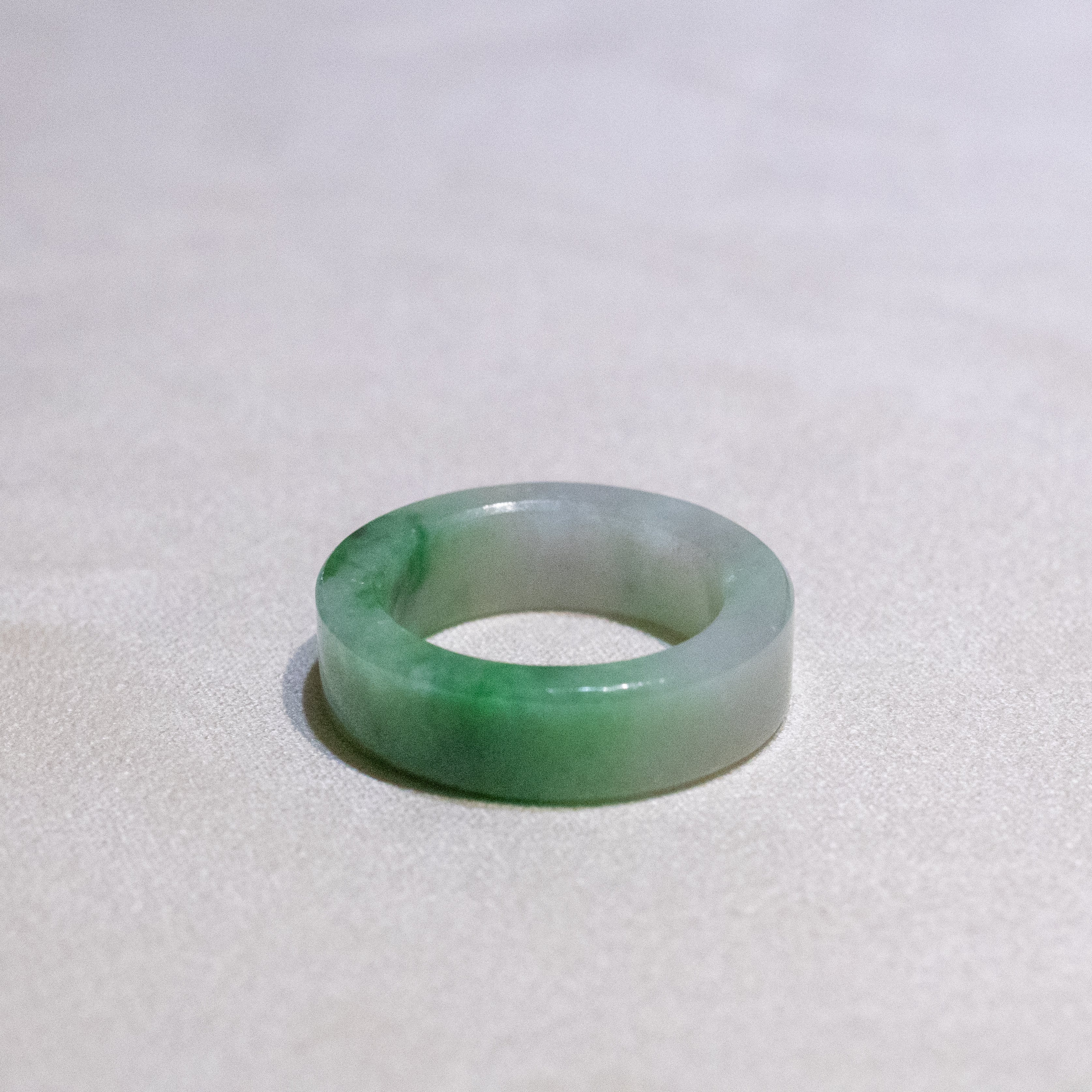 Size US 7.5 Green Burmese Jade Ring Band - Type A Natural Jadeite