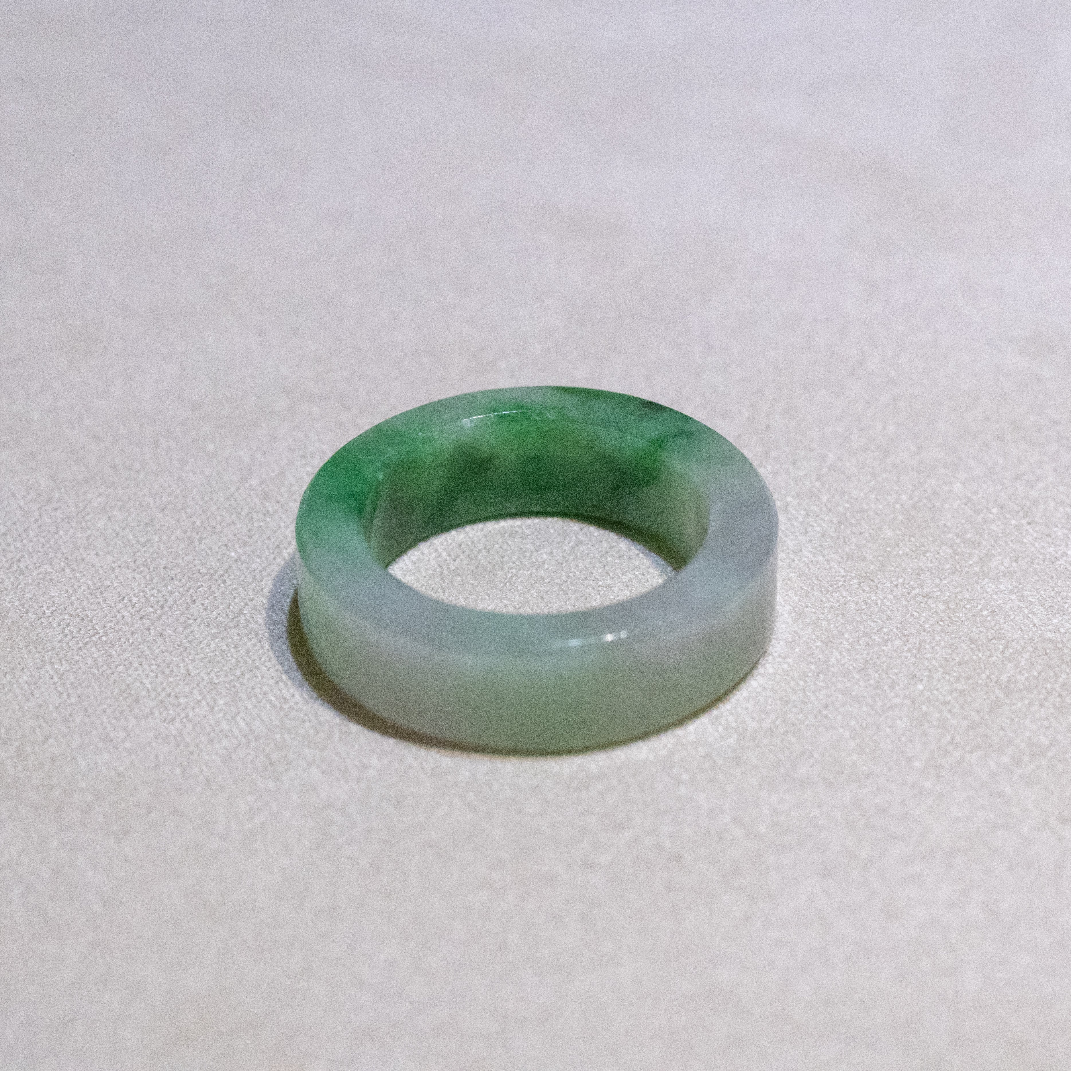 Size US 7.5 Green Burmese Jade Ring Band - Type A Natural Jadeite