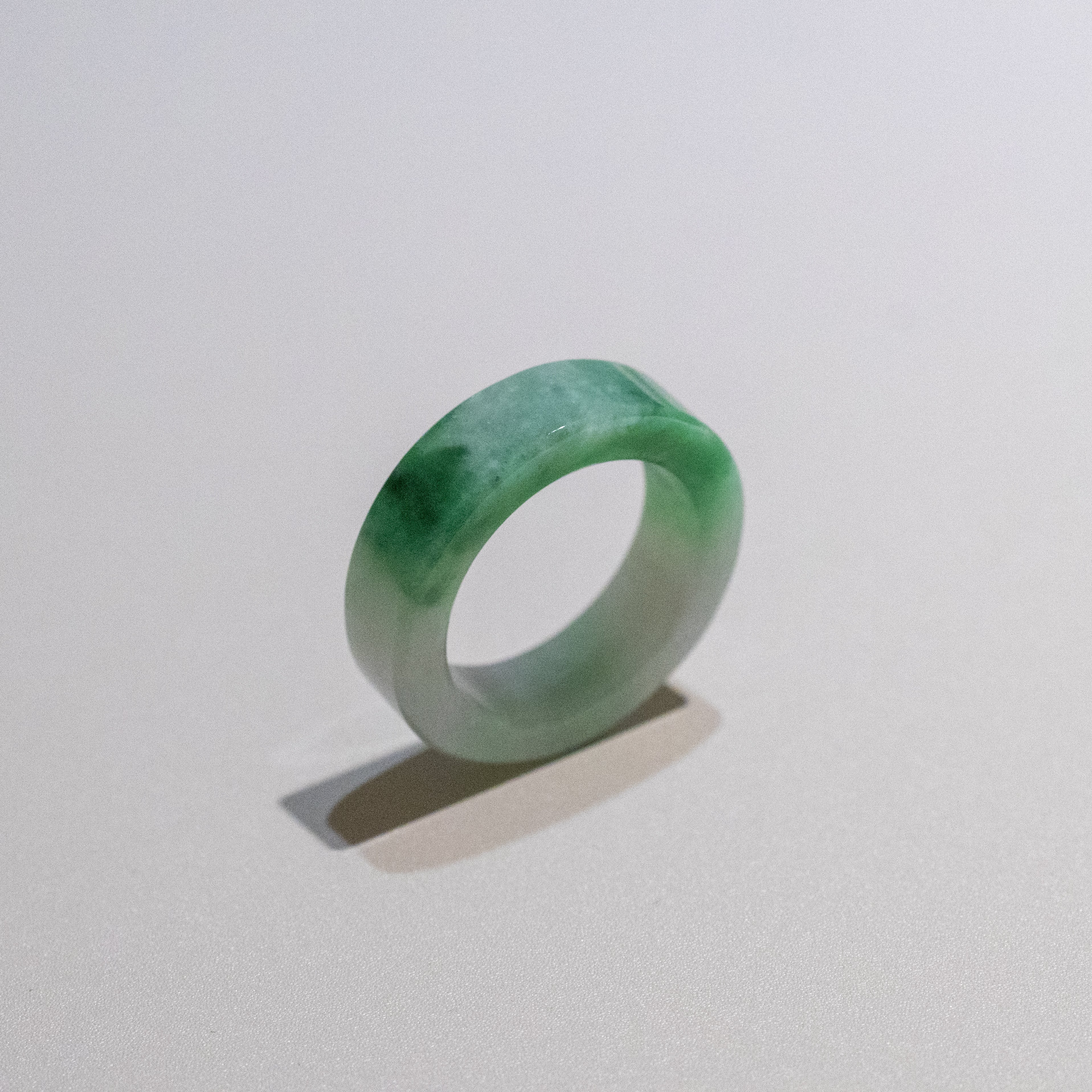 Size US 7.5 Green Burmese Jade Ring Band - Type A Natural Jadeite