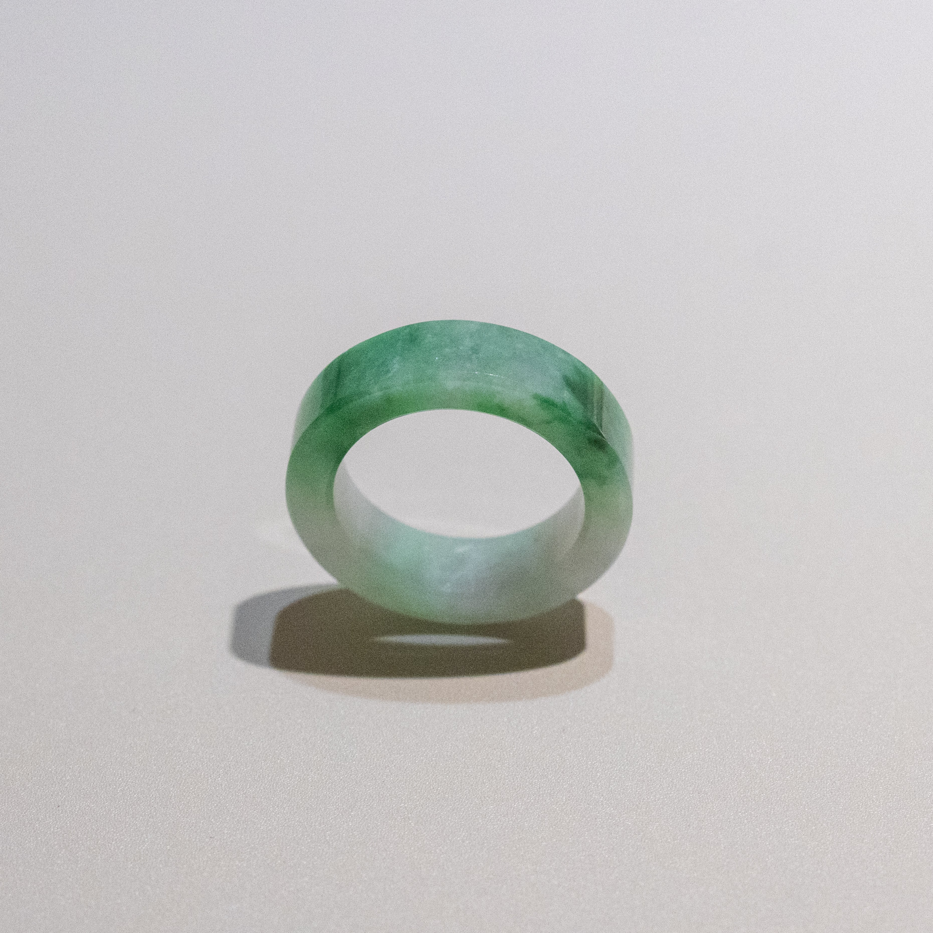 Size US 7.5 Green Burmese Jade Ring Band - Type A Natural Jadeite