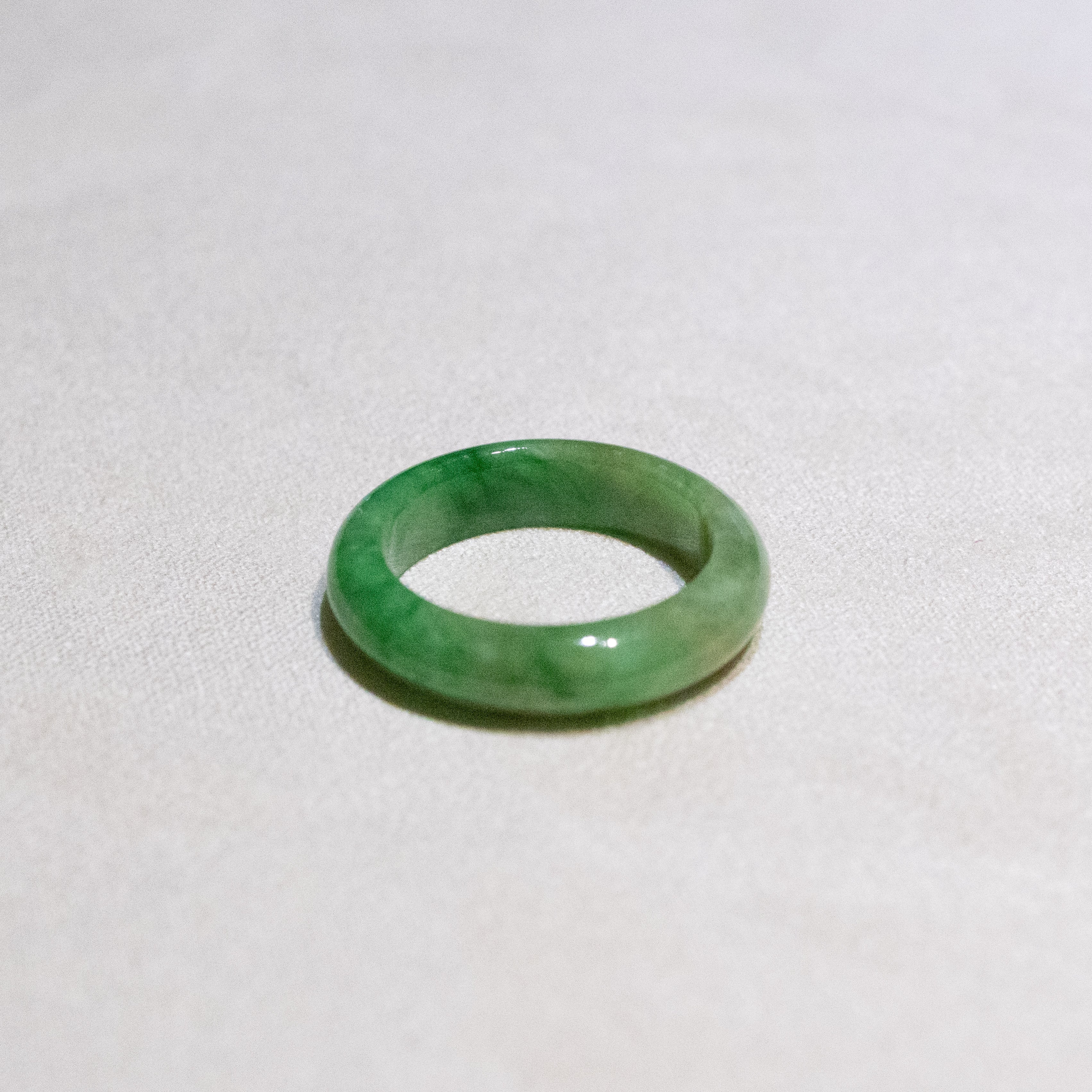 Size 5.75 Natural Type-A Burmese Imperial Green Jade Band Ring