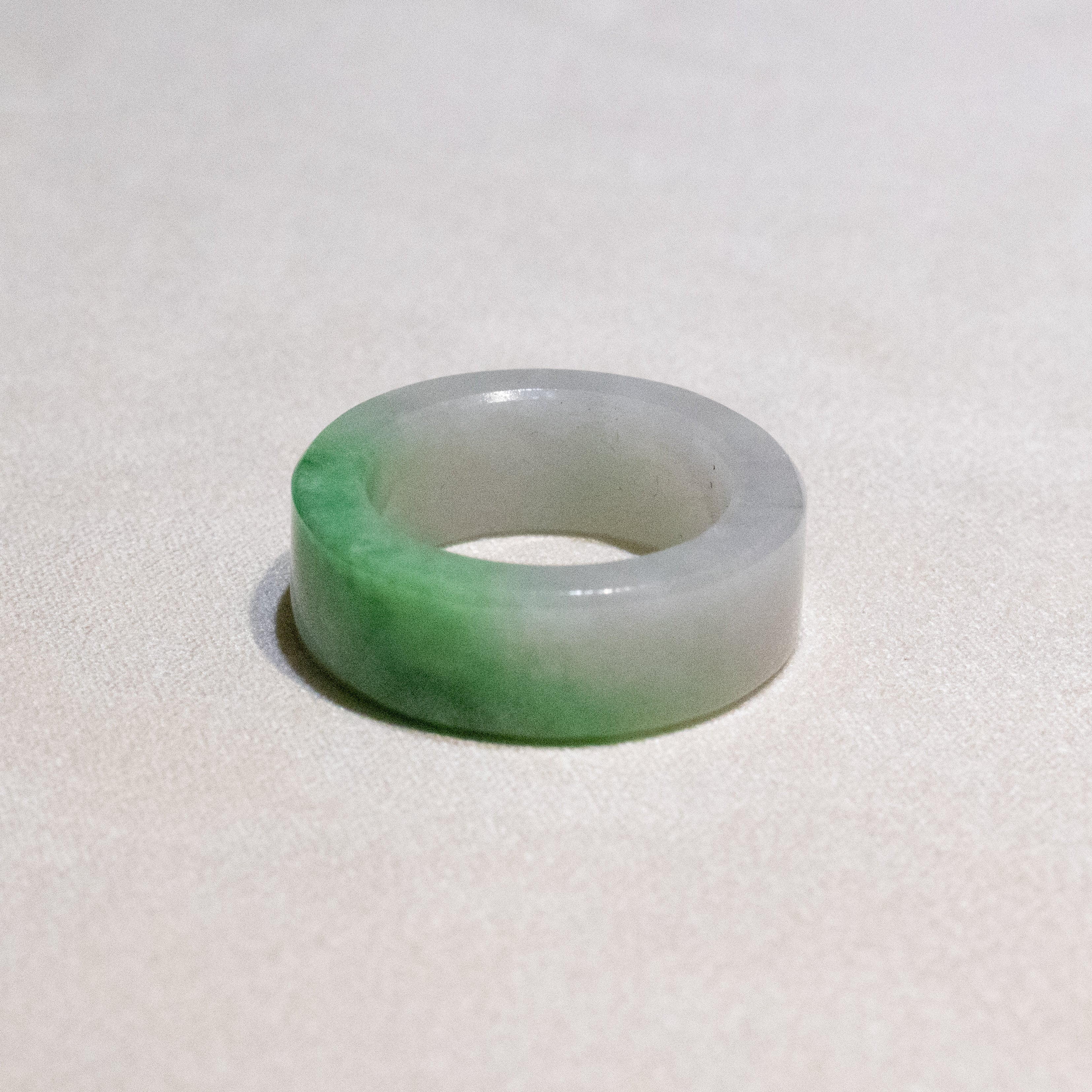 Size US 7 Green Burmese Jade Ring Band - Type A Natural Jadeite