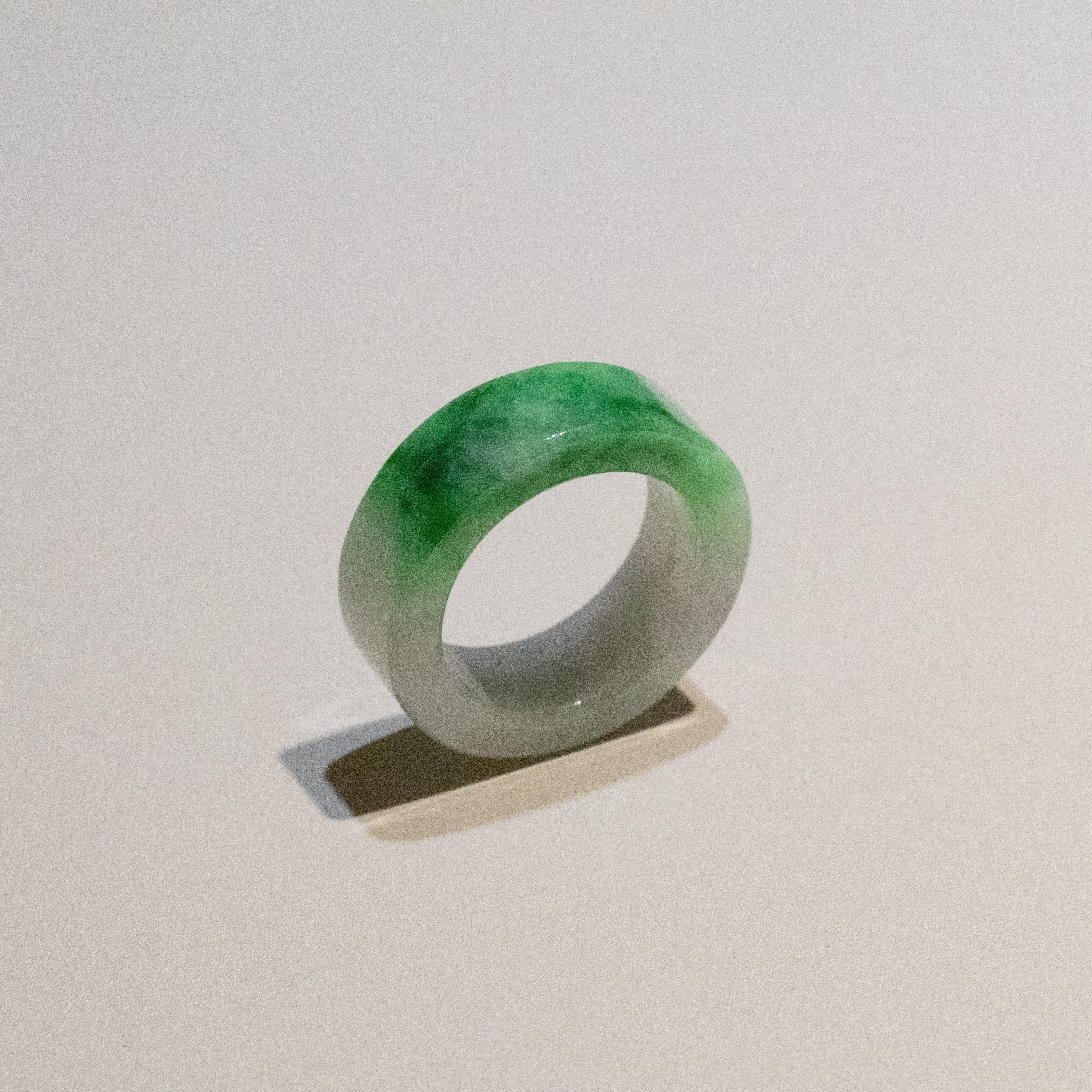 Size US 7 Green Burmese Jade Ring Band - Type A Natural Jadeite