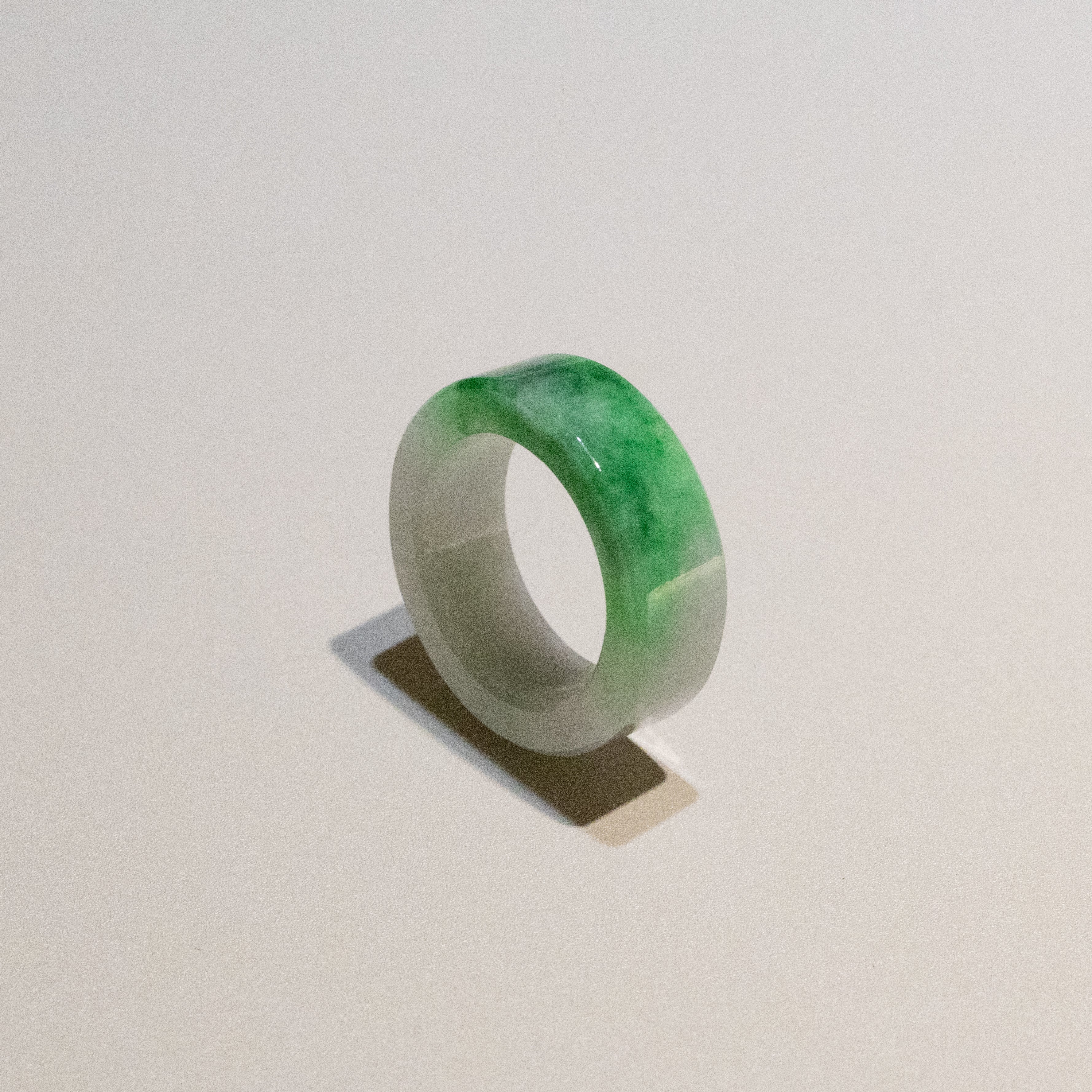 Size US 7 Green Burmese Jade Ring Band - Type A Natural Jadeite