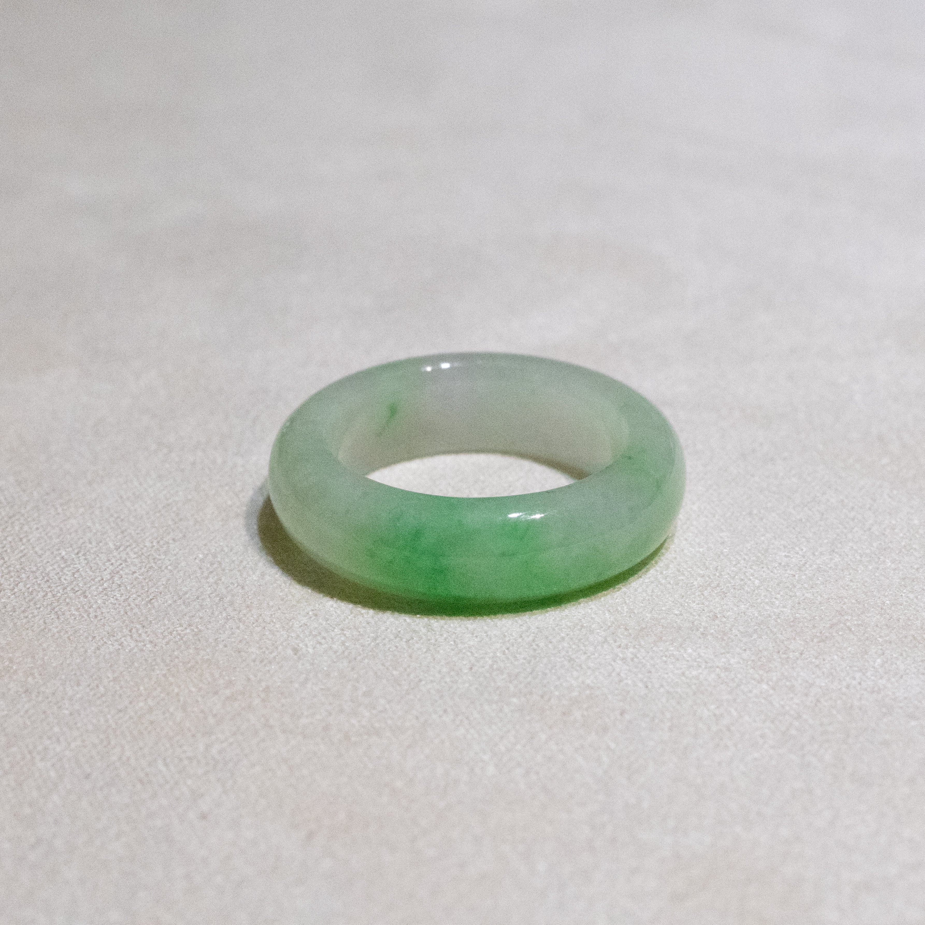 US 6.75 Green Burmese Jade Ring Band - Type A Natural Jadeite