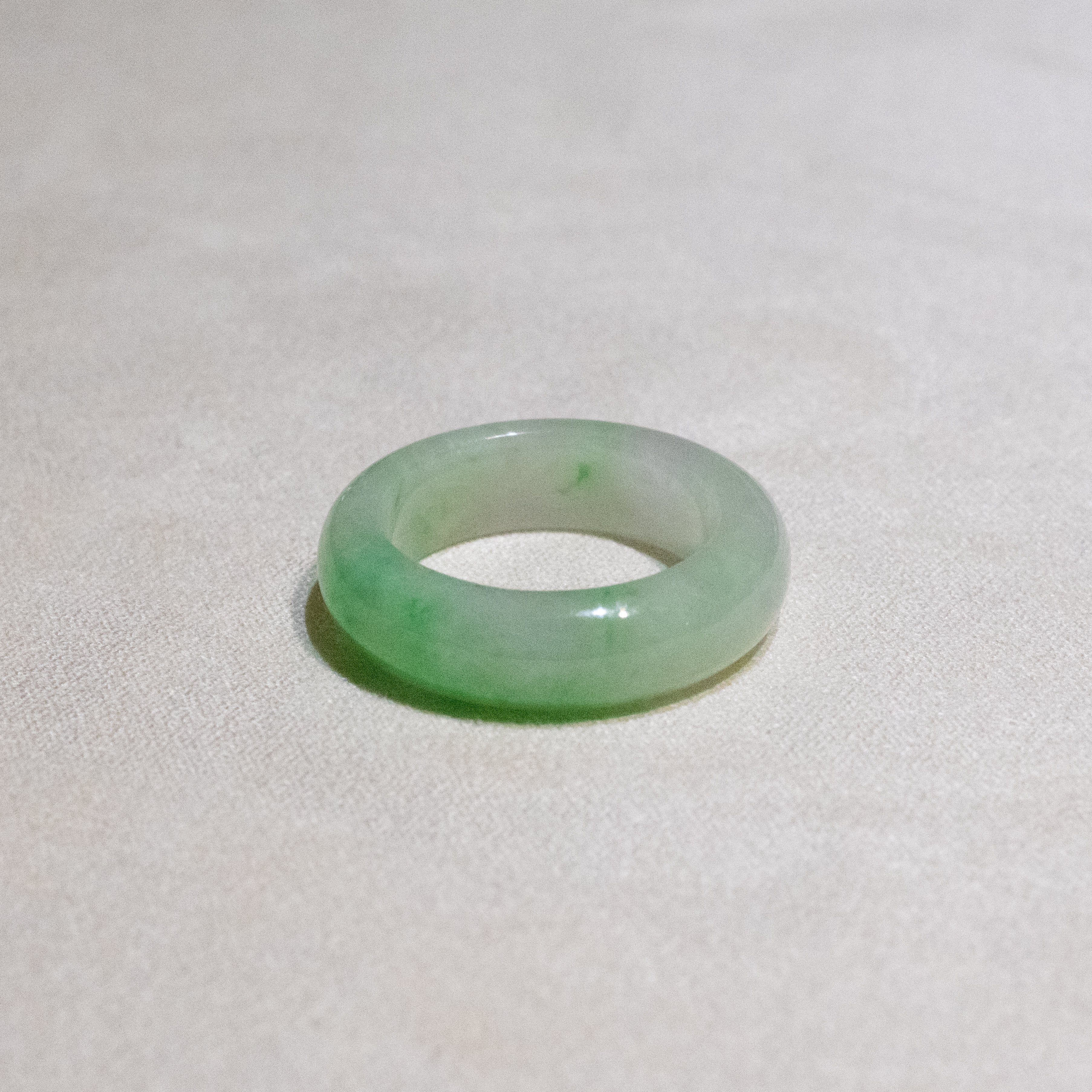 US 6.75 Green Burmese Jade Ring Band - Type A Natural Jadeite