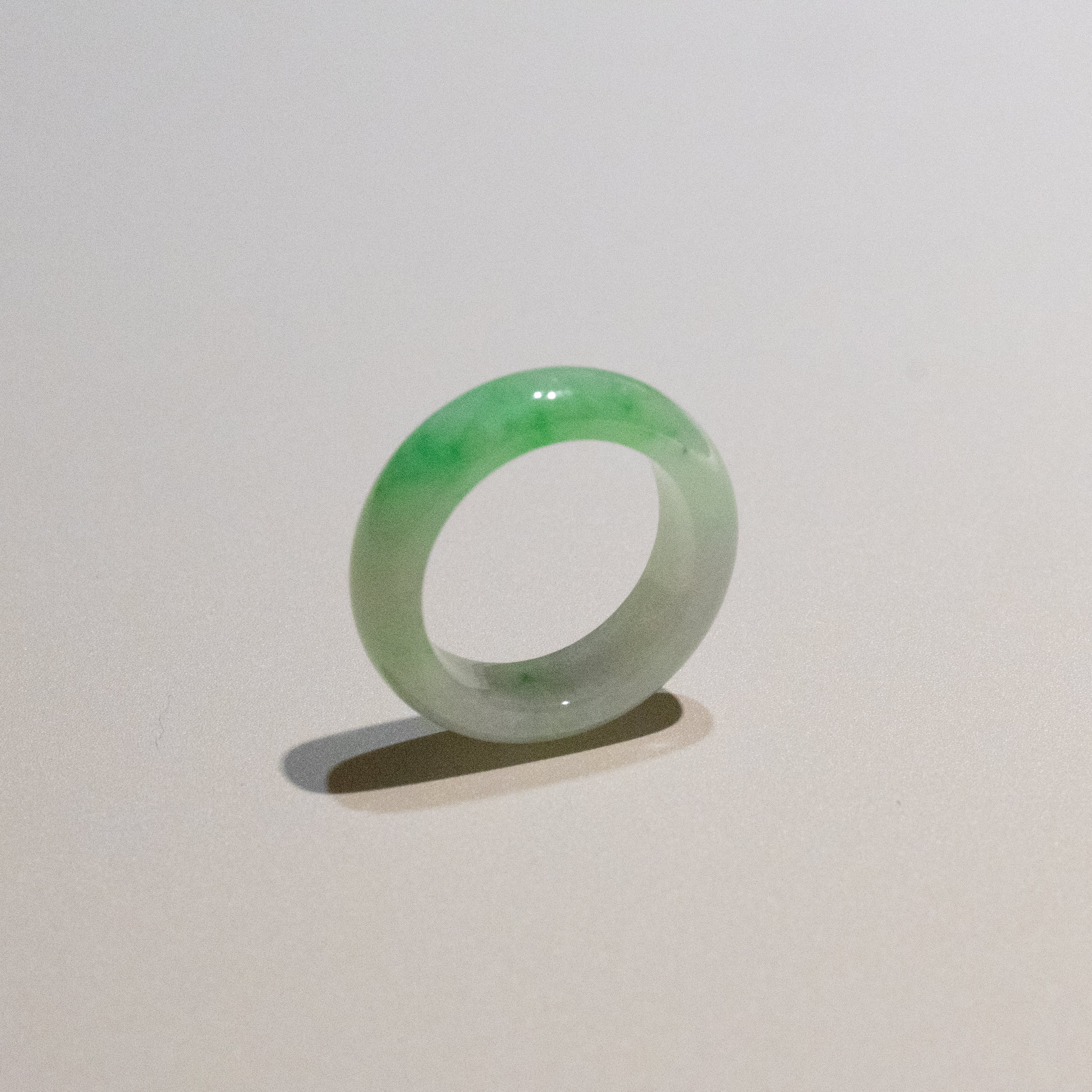US 6.75 Green Burmese Jade Ring Band - Type A Natural Jadeite